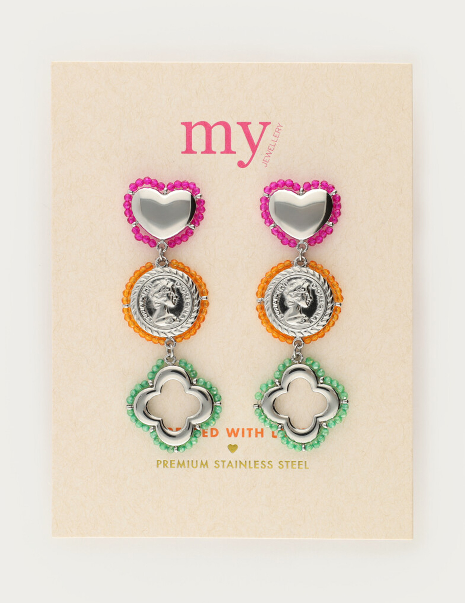 My Jewellery Sunrocks statement oorbellen met kralen MJ12619 Zilver