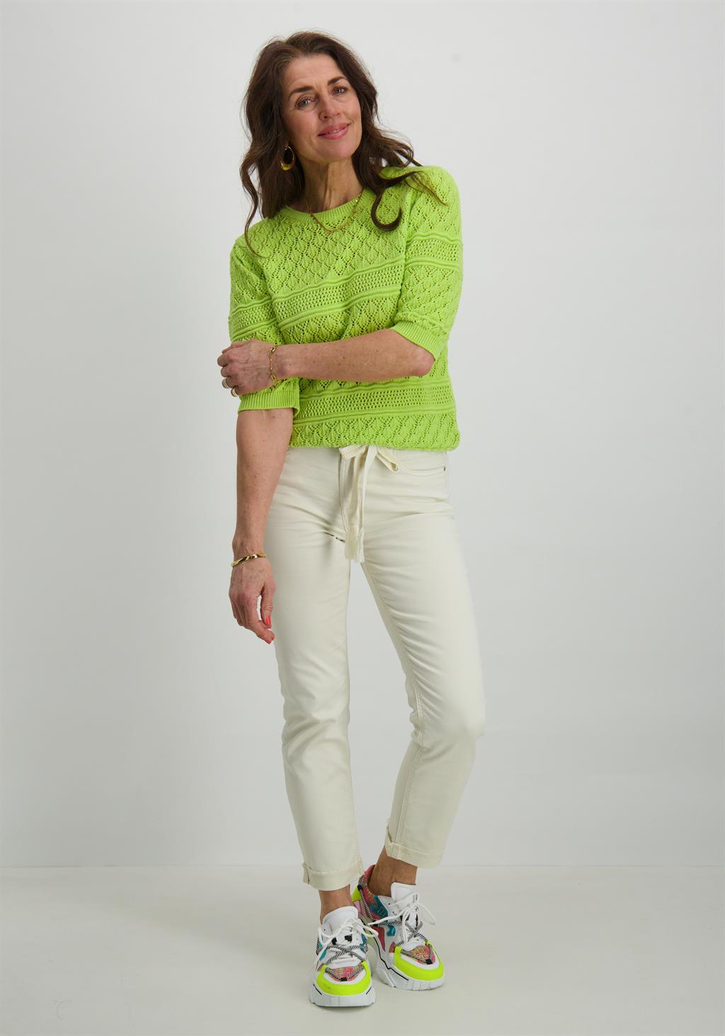 Geisha Broek met ceintuur 41012-10 Wolwit-ecru
