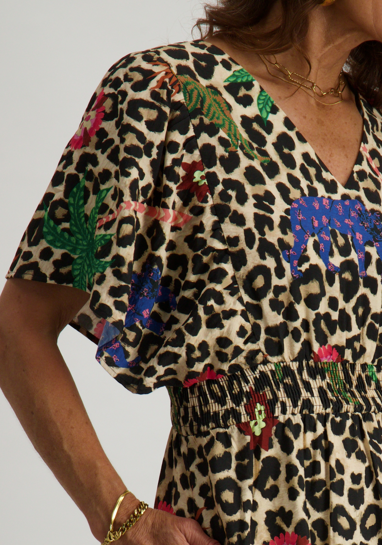 Geisha Jurk panter print 57348-20 Zand