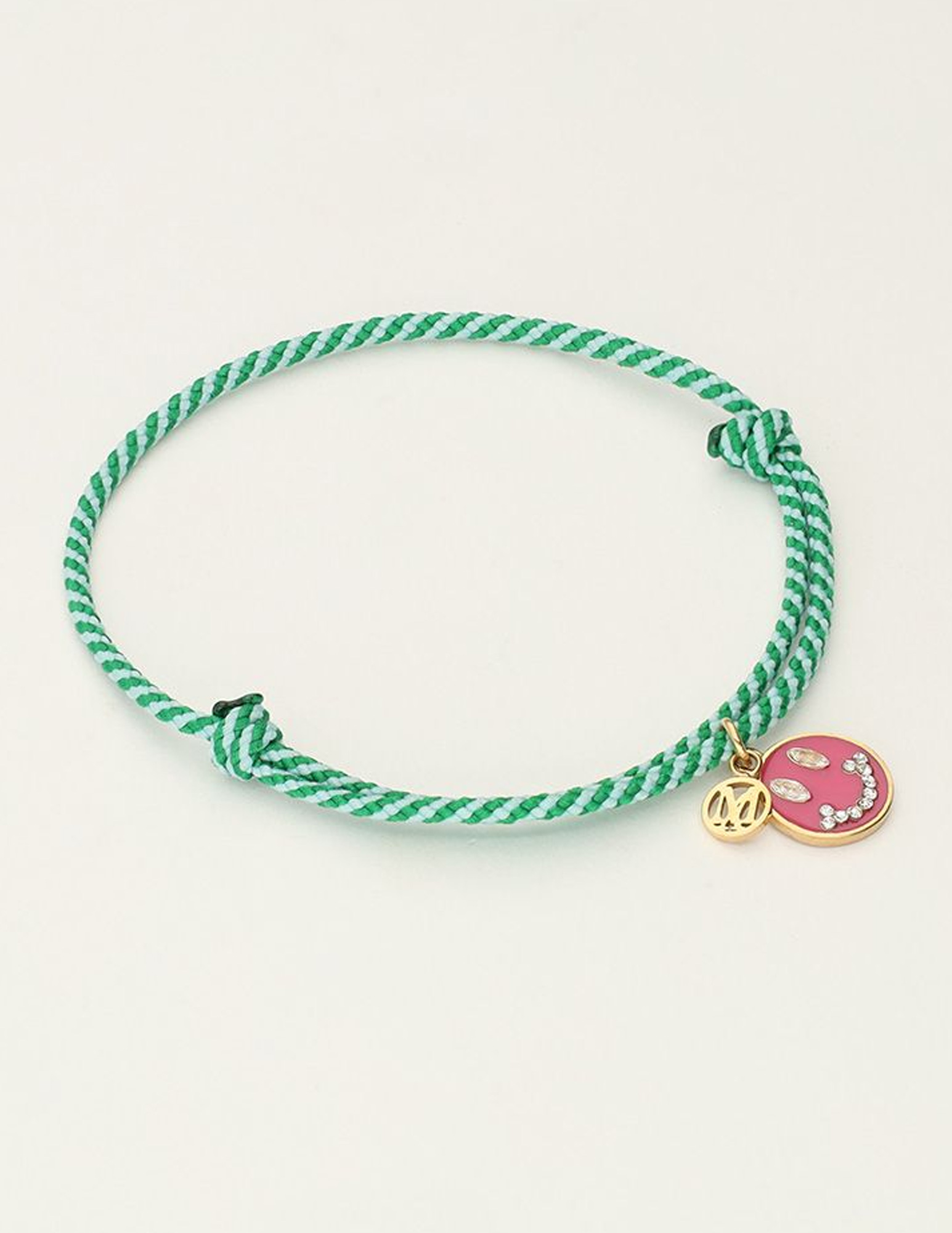 My Jewellery Armband cord green smiley MJ10200 Goud