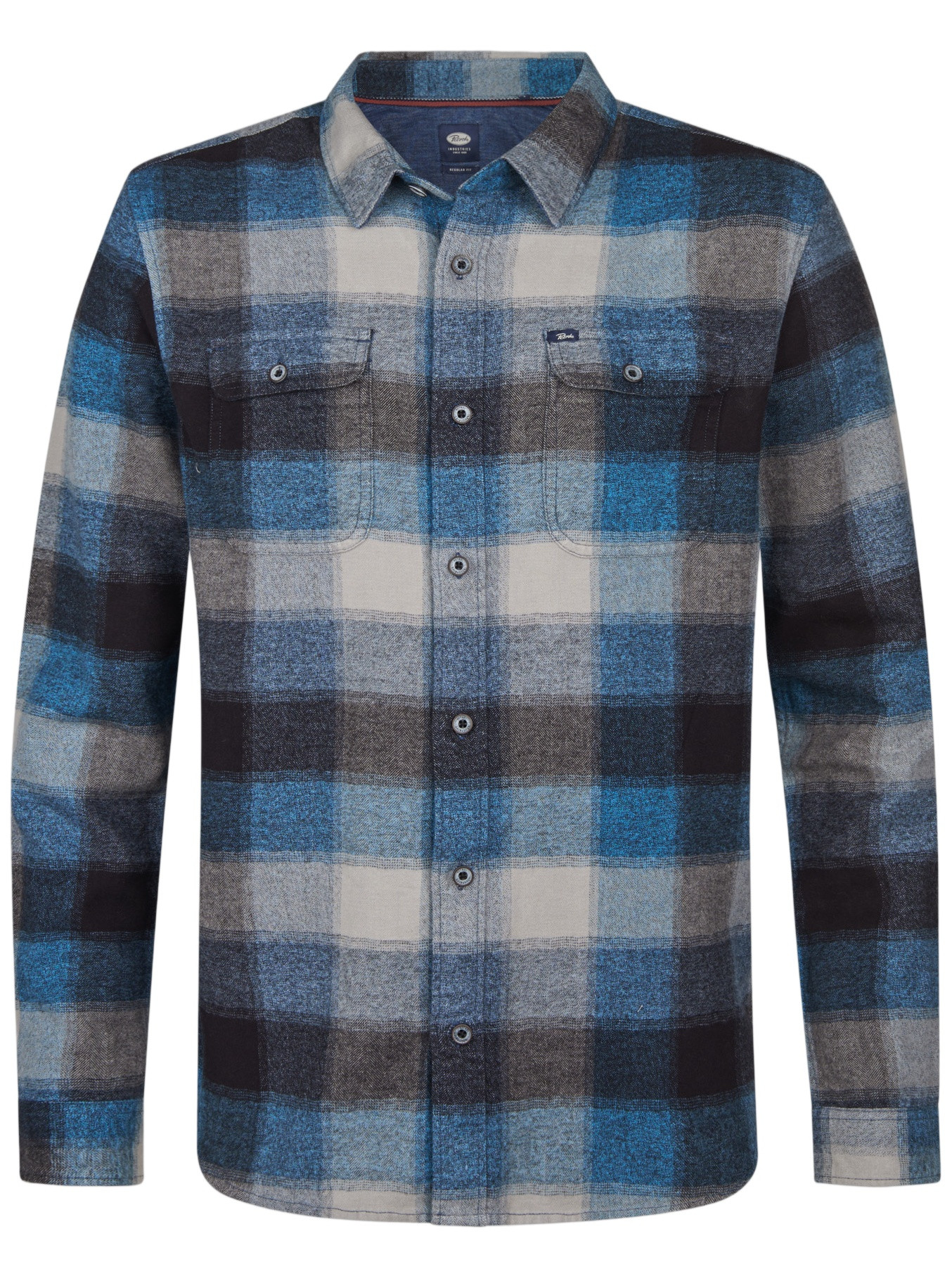 Petrol Overshirt Geruit M-3050-SIL417 Blauw