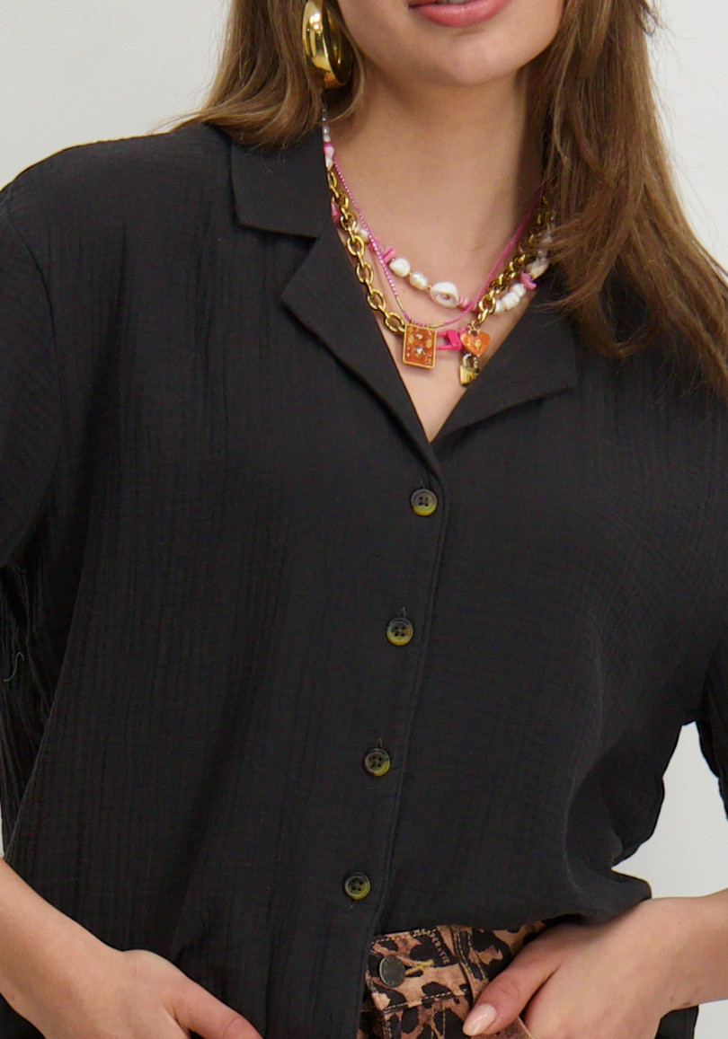 JDY Blouse korte mouw Theis 15319565 Antraciet