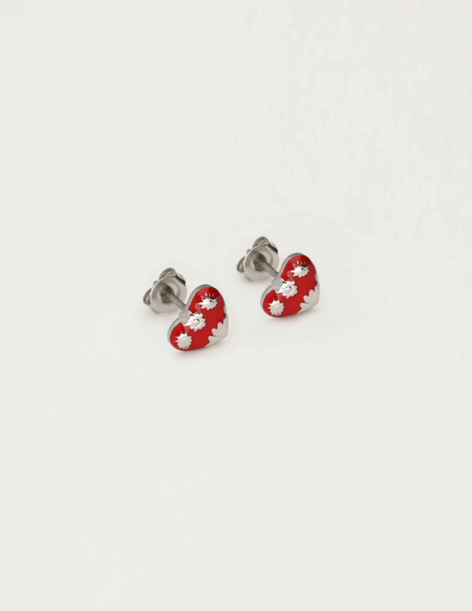 My Jewellery Studs rood mini hart MJ12094 Zilver