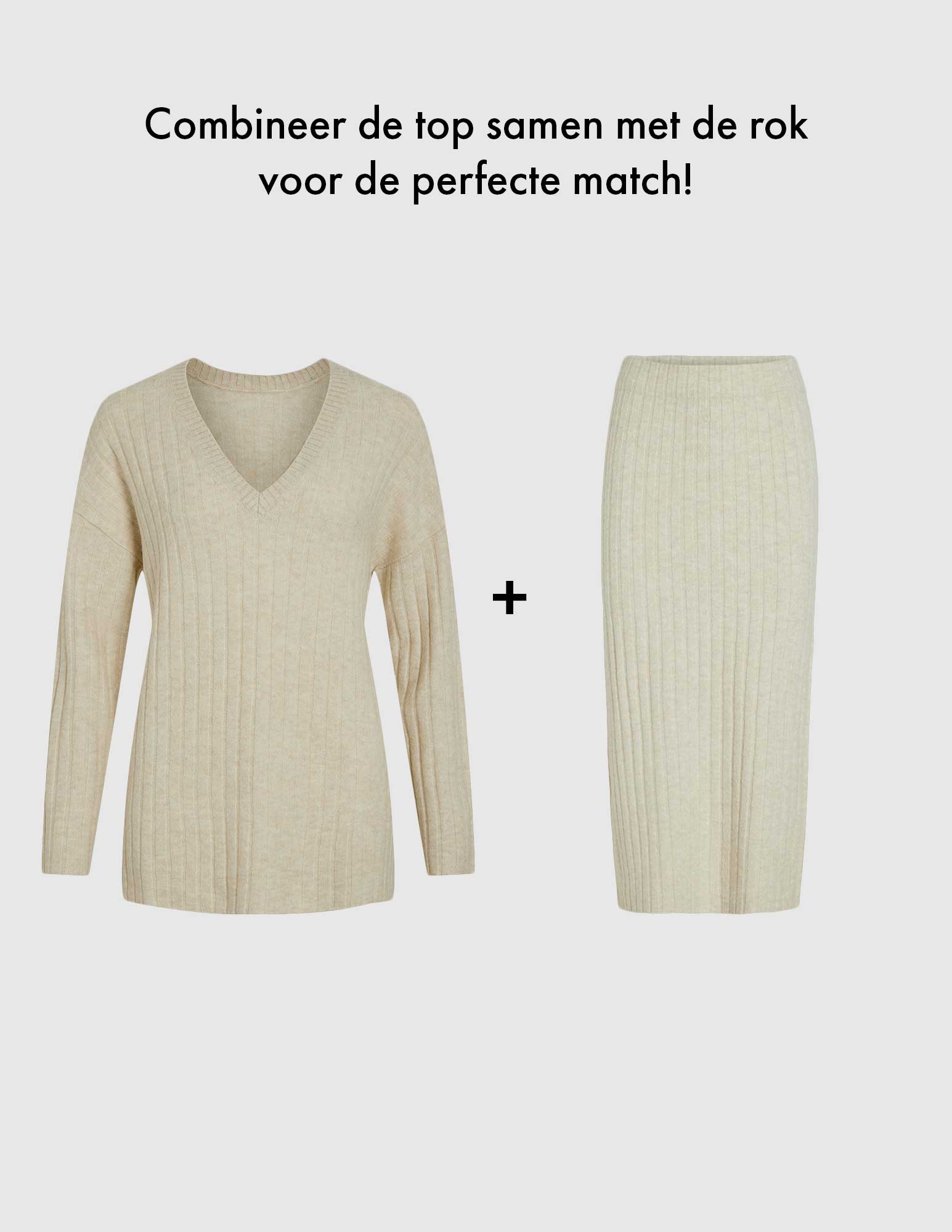 Vila Lange rok Miraz 14099675 Wolwit-ecru