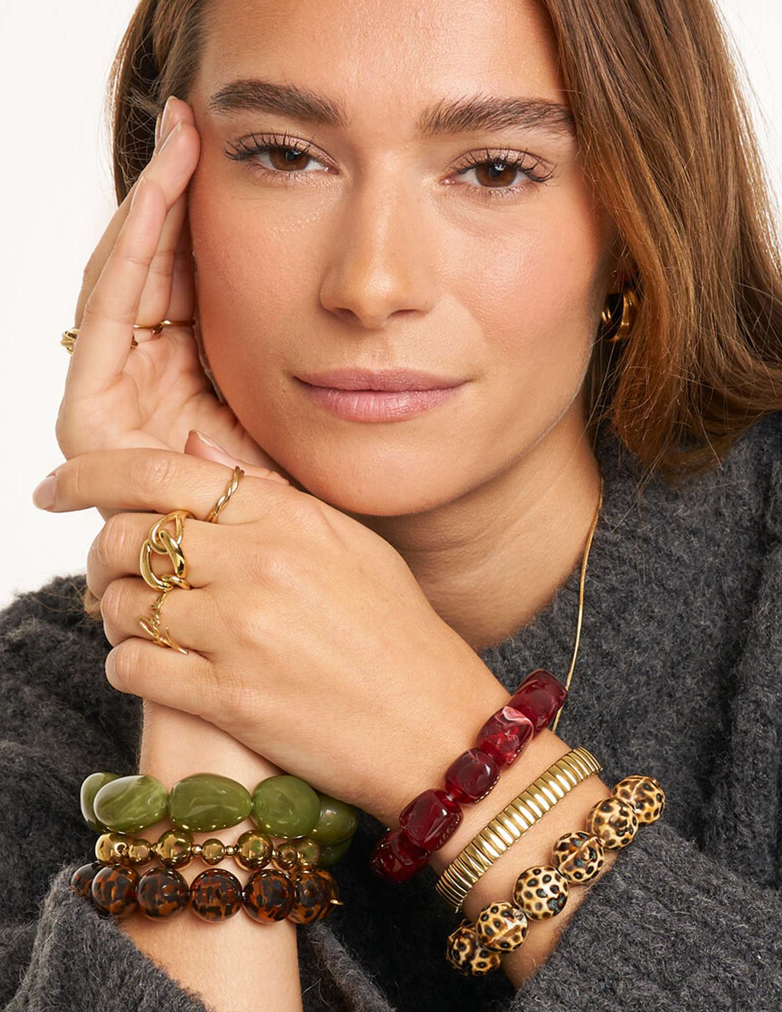 My Jewellery Statement armband met kralen MJ15218 Olijf Groen