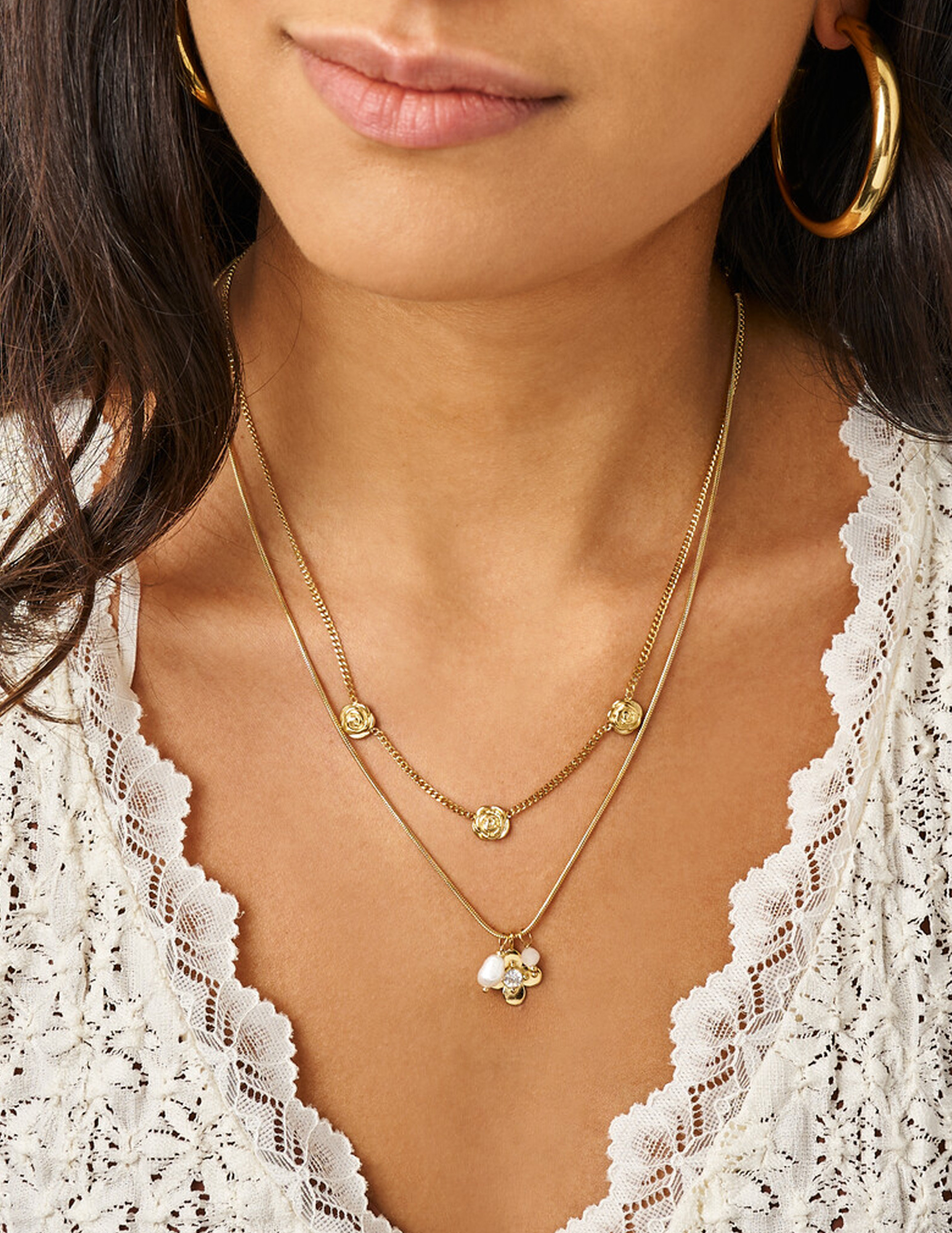 My Jewellery Botanical ketting met drie rozen MJ15399 Goud