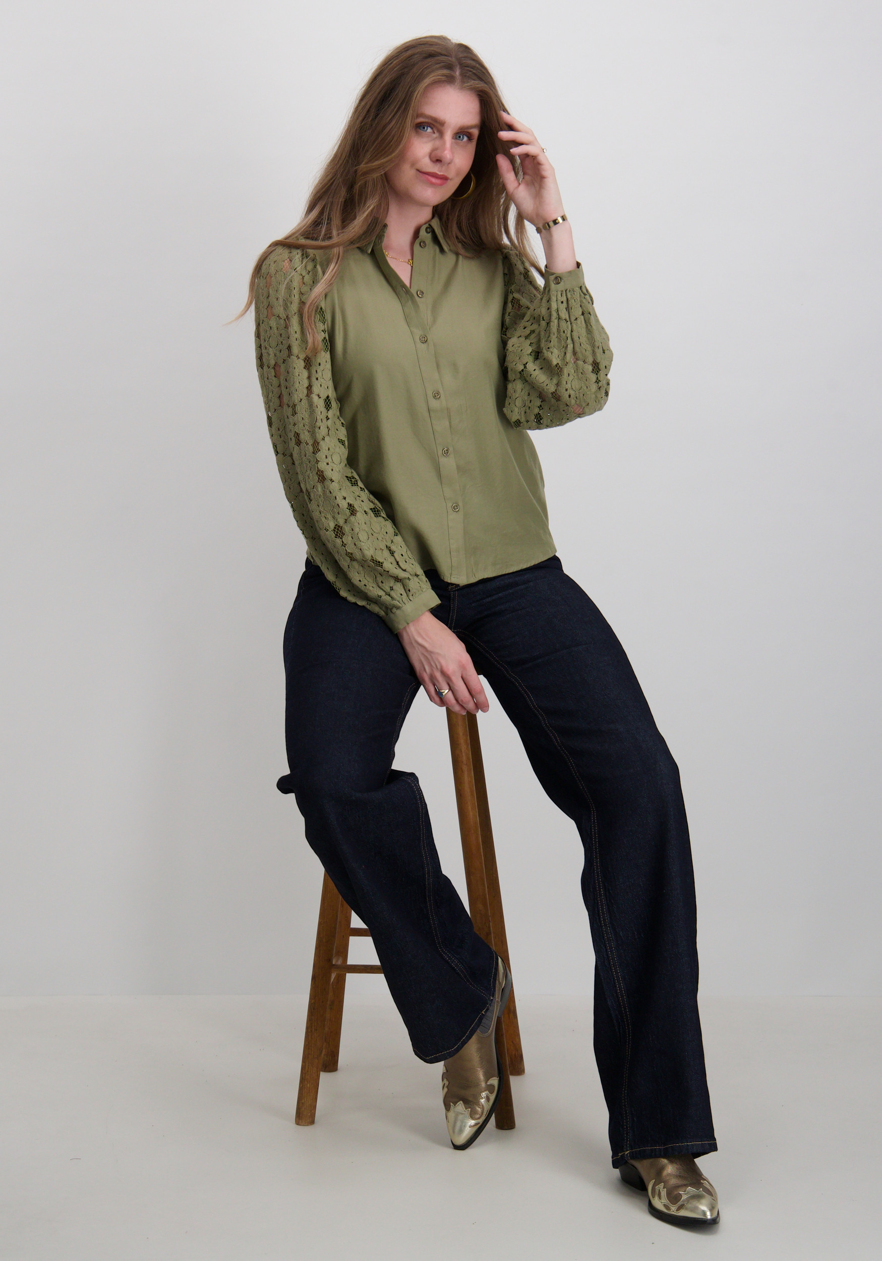 Vero moda Blouse Fabena 10332693 Midden groen