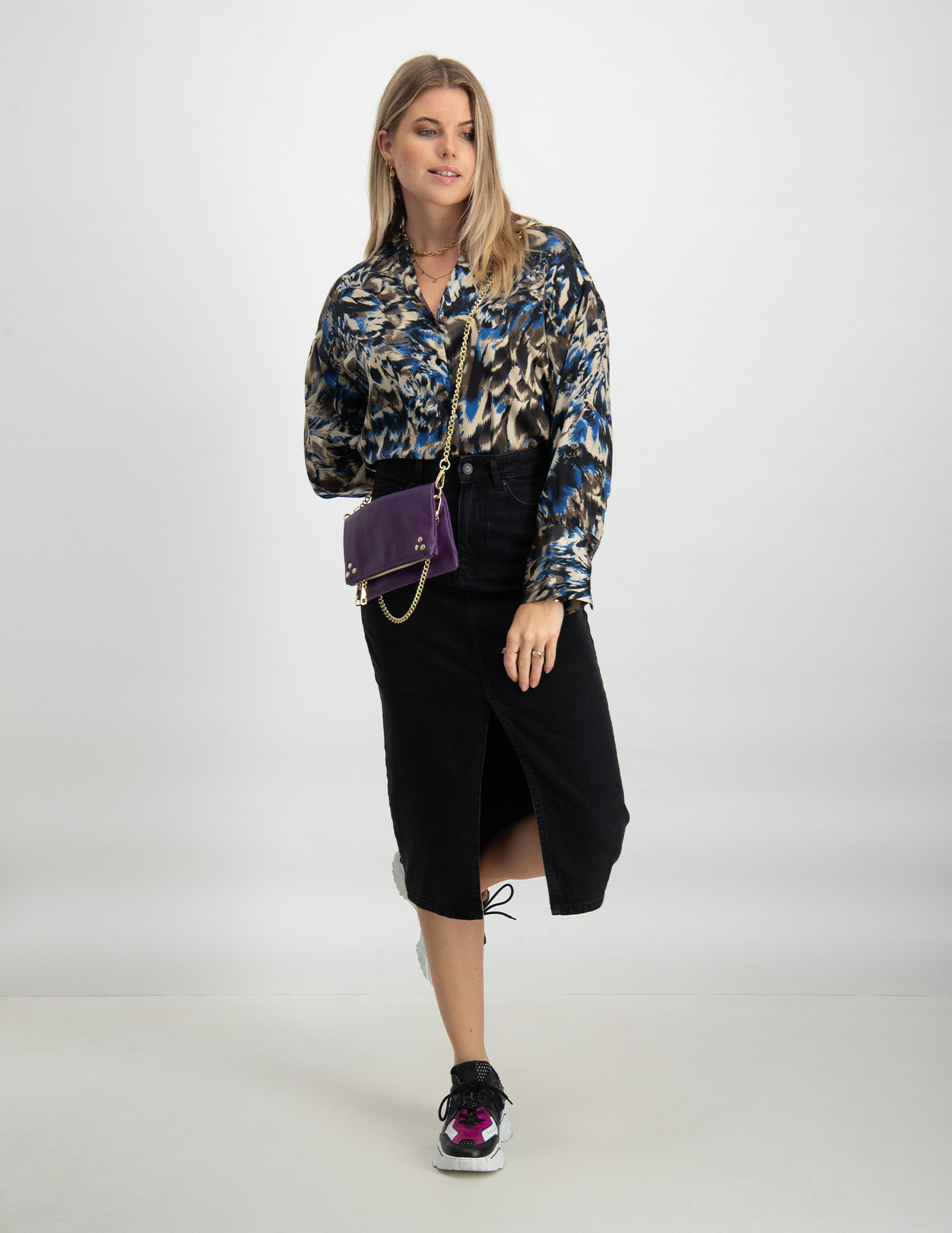 ONLY Midi-rok Bianca denim 15319268 Zwart