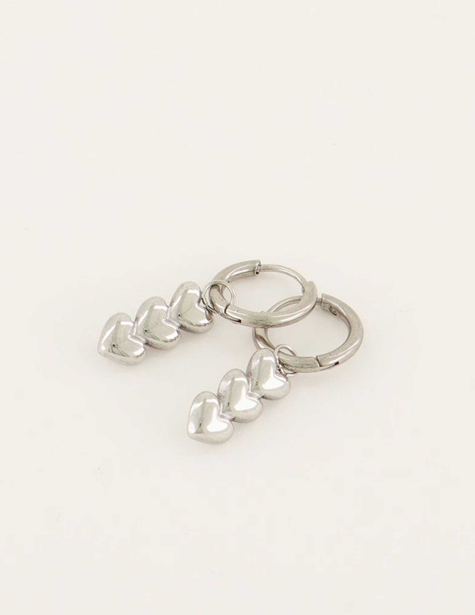 My Jewellery Oorbellen drie hartjes MJ06708 Zilver