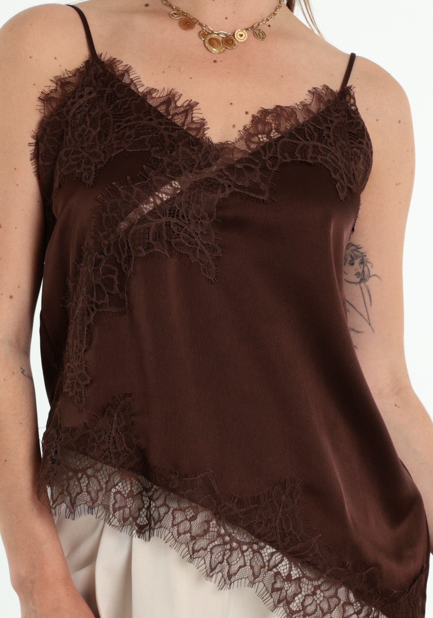 VERO MODA Lace singlet 10352170 Bruin