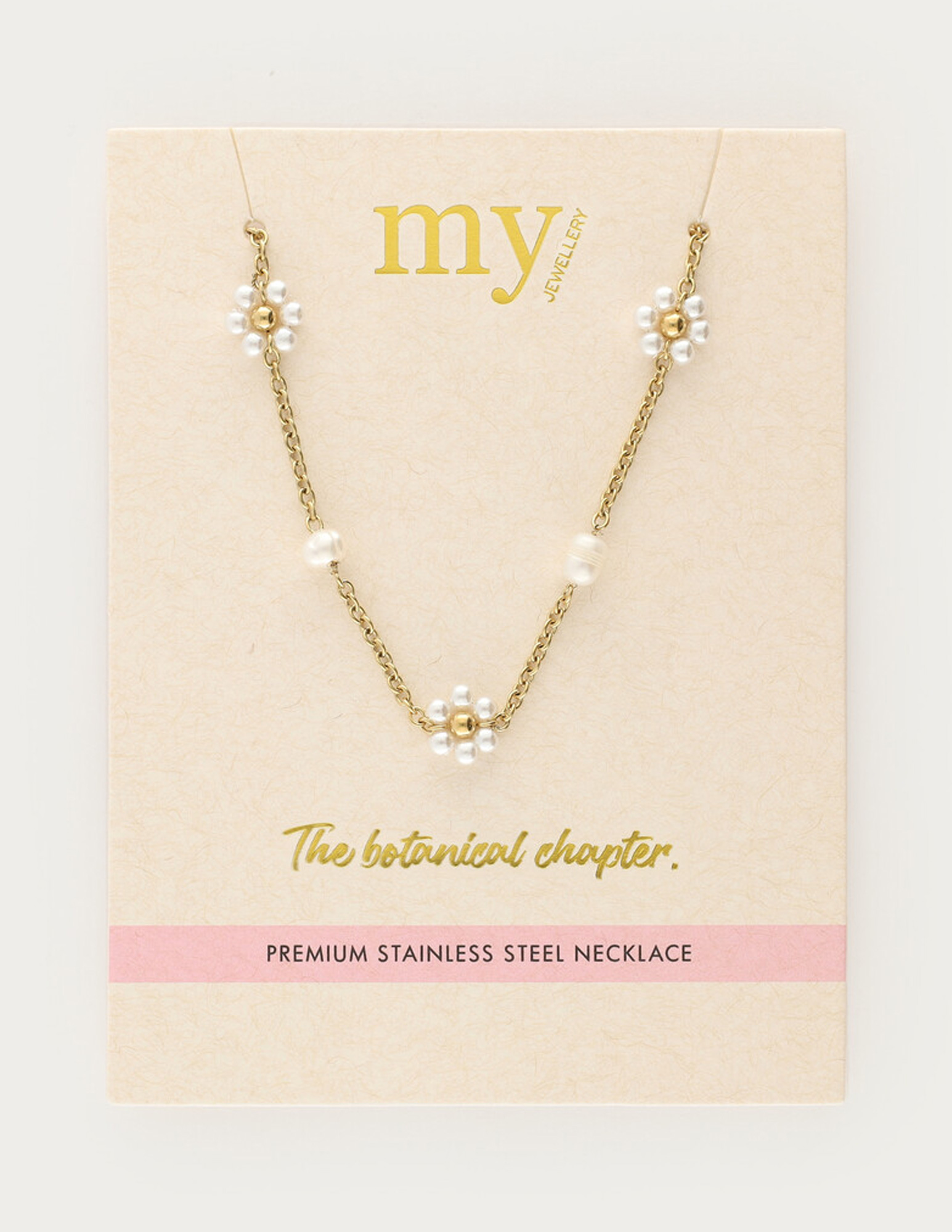 My Jewellery Botanical ketting met zoetwaterparel bloemen MJ15389 Goud