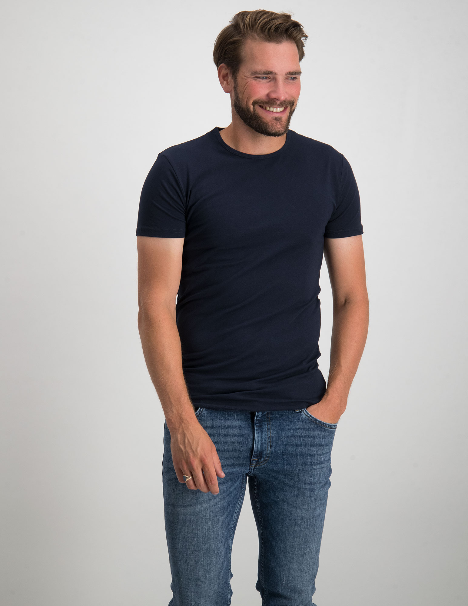 Garage T-shirt Bodyfit ronde hals 0201 Donker blauw