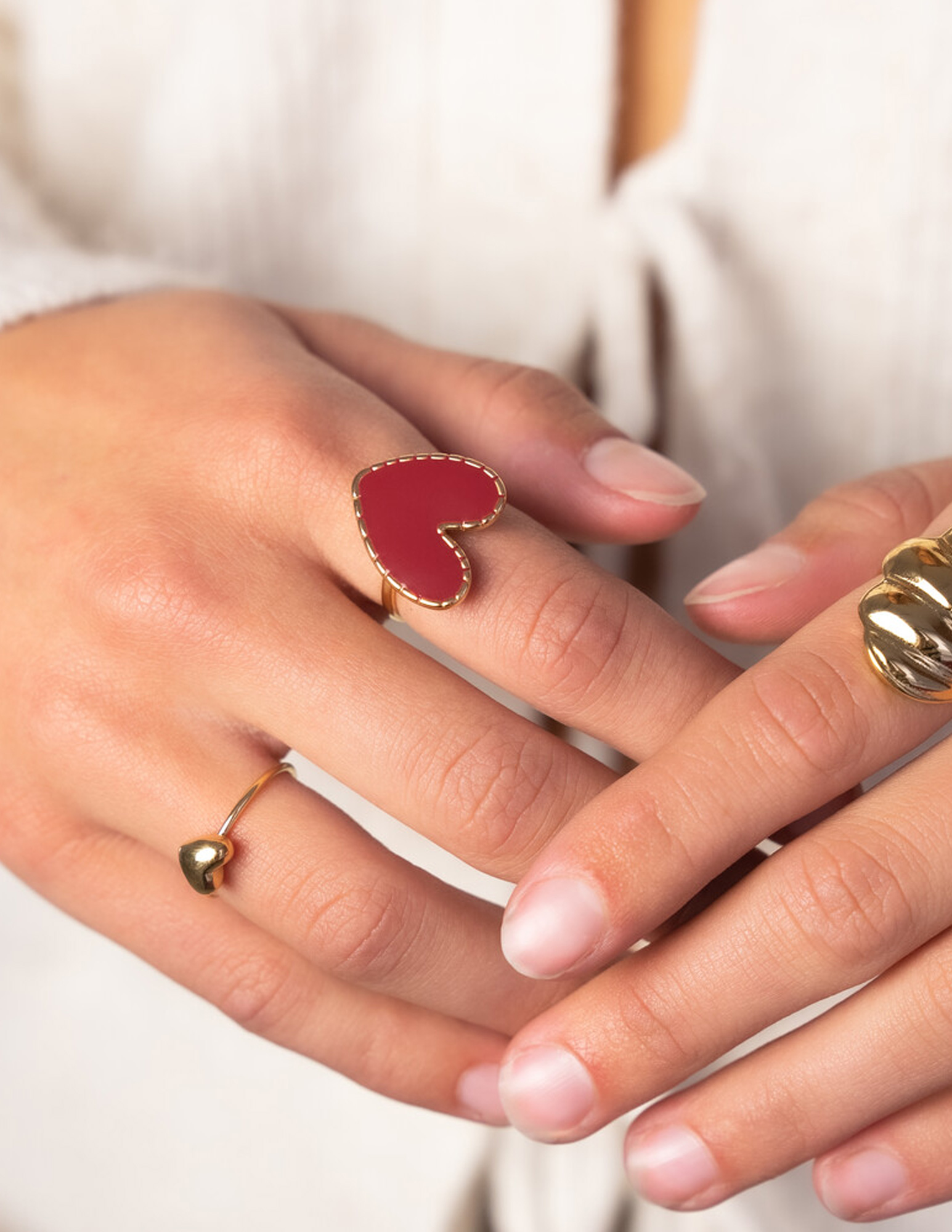 My Jewellery Statement ring met burgundy hartje MJ12616 Goud