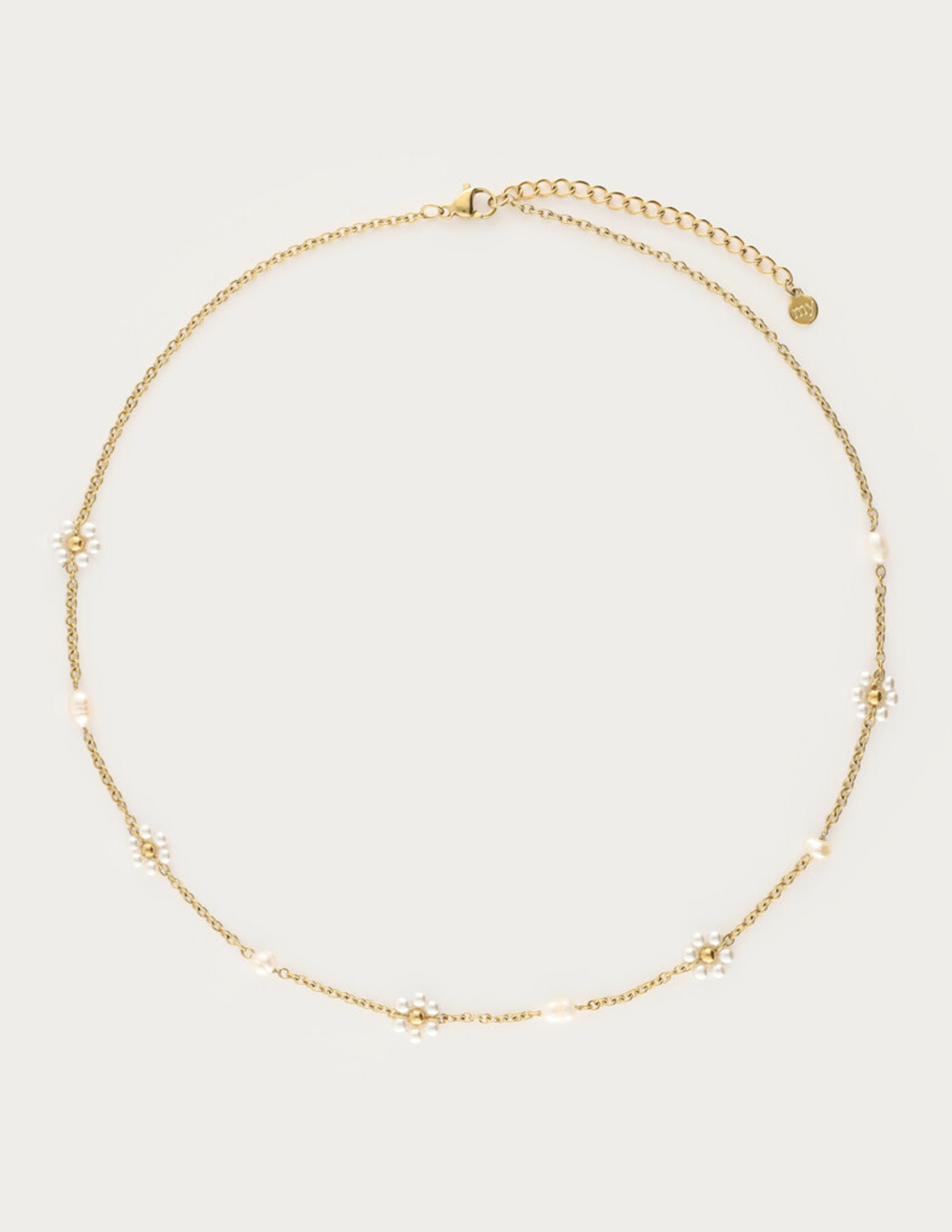 My Jewellery Botanical ketting met zoetwaterparel bloemen MJ15389 Goud