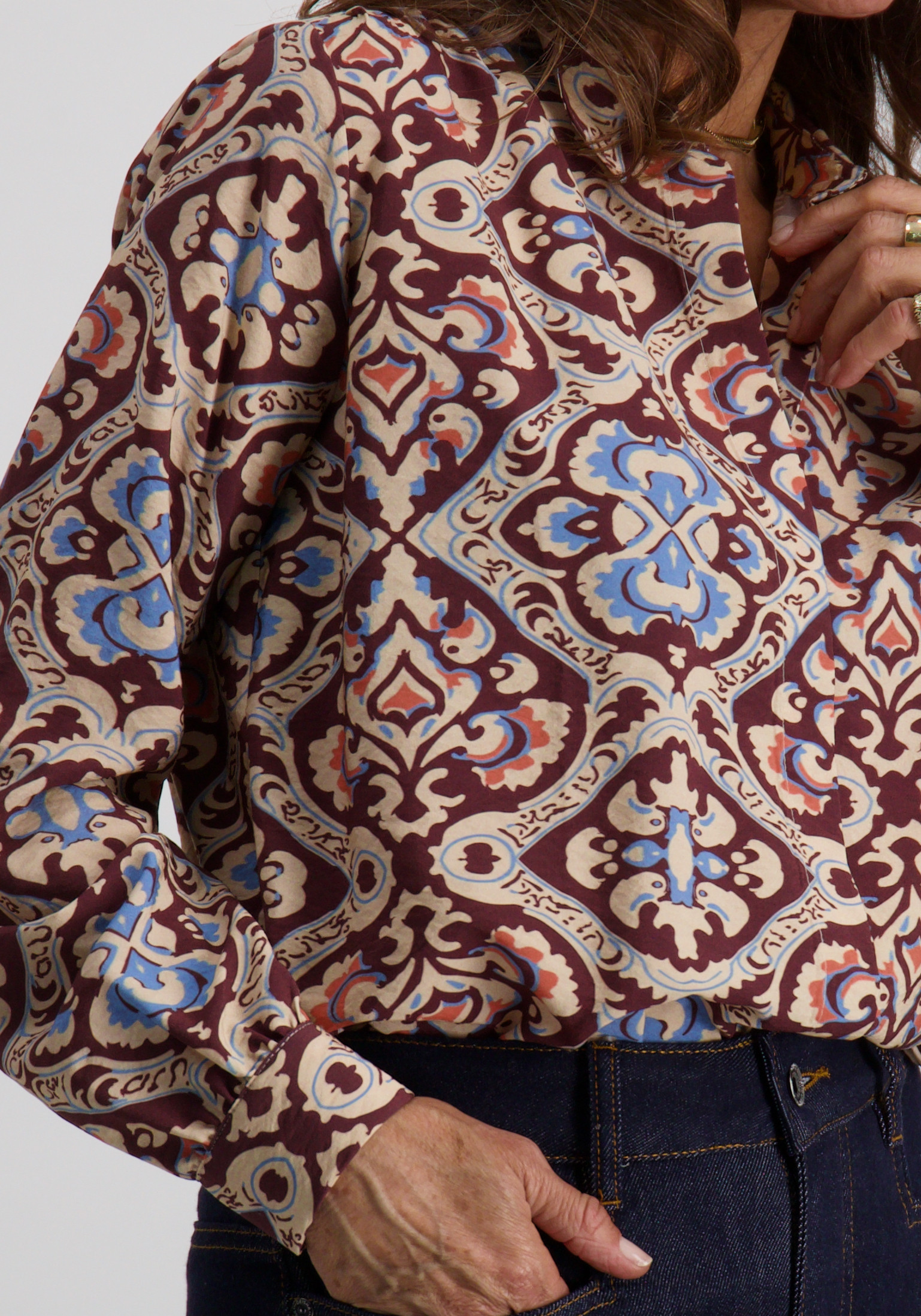 Geisha Blouse all-over print 53661-20 Bordeaux