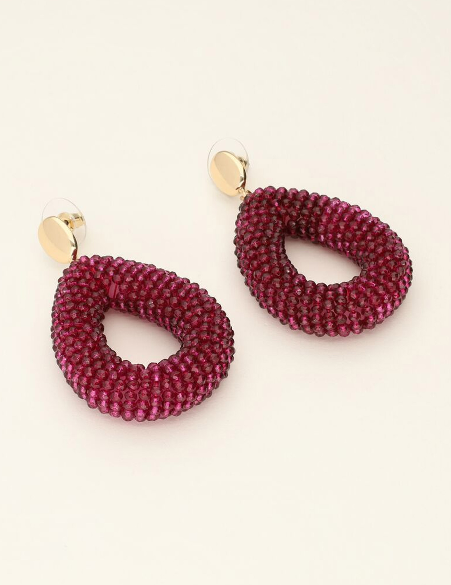 My Jewellery Statement oorbellen drop purple MJ09980 Goud