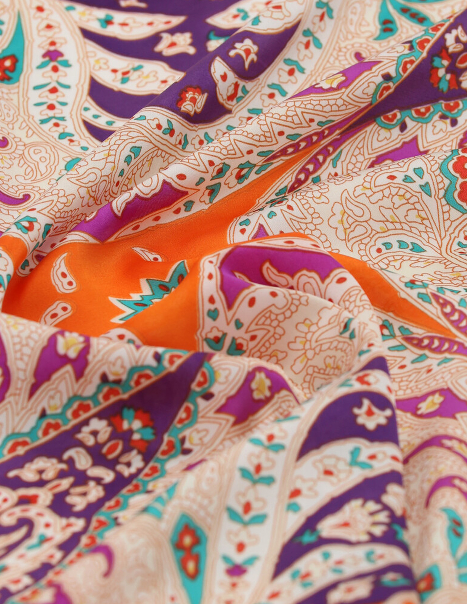 My Jewellery Sjaal Satijn look met all-over print MJ14507 Oranje