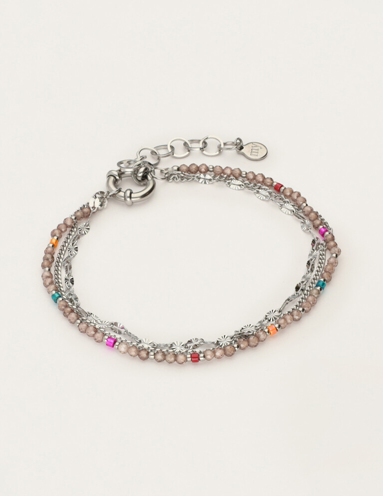 My Jewellery Sunrocks armband taupe MJ12213 Zilver