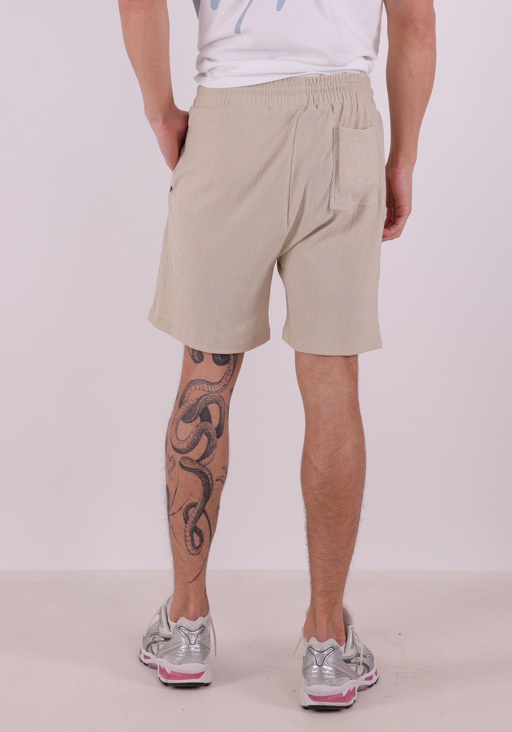 Malelions Short Emblem Seersucker MMC30026061 Beige