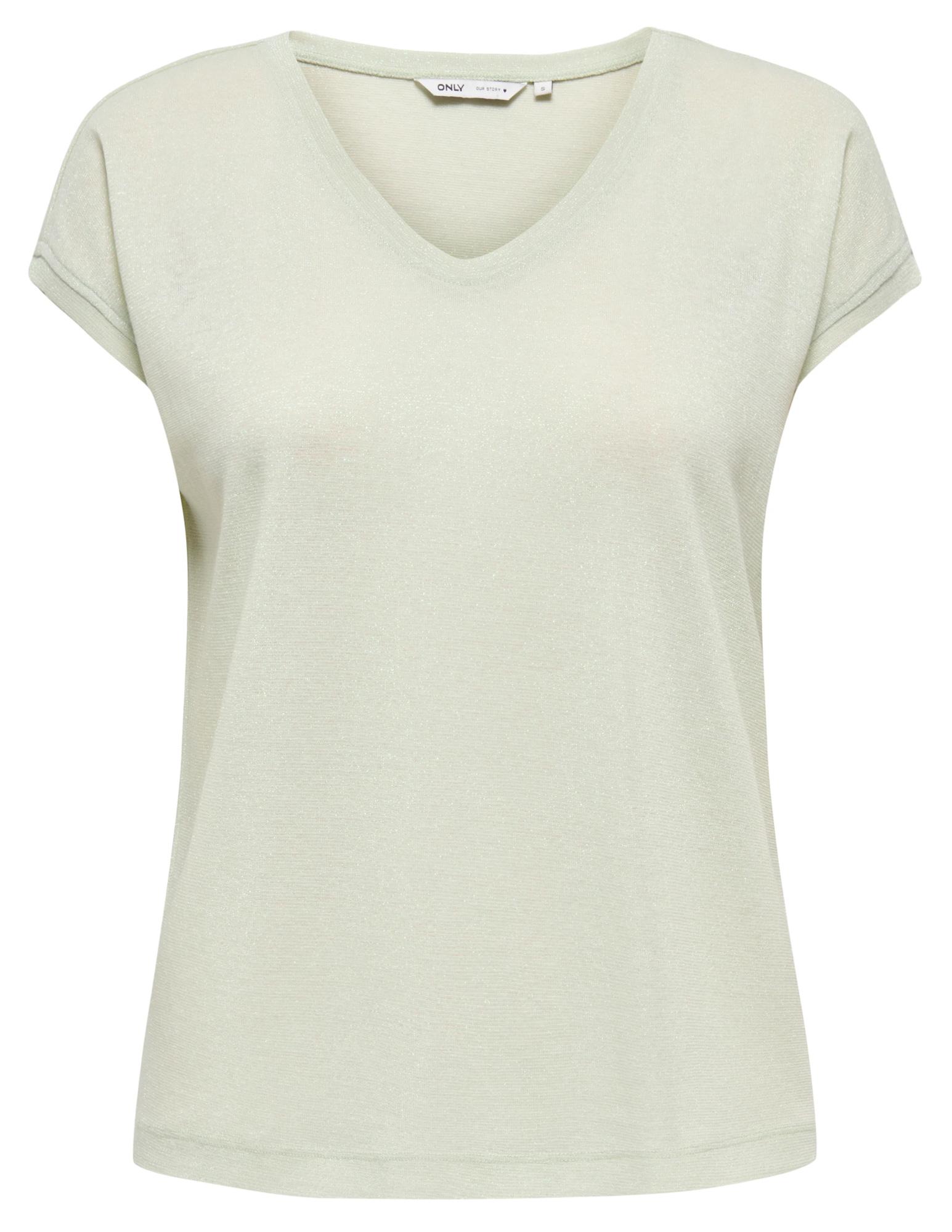 Only T-shirt Silvery lurex 15136069 Licht groen