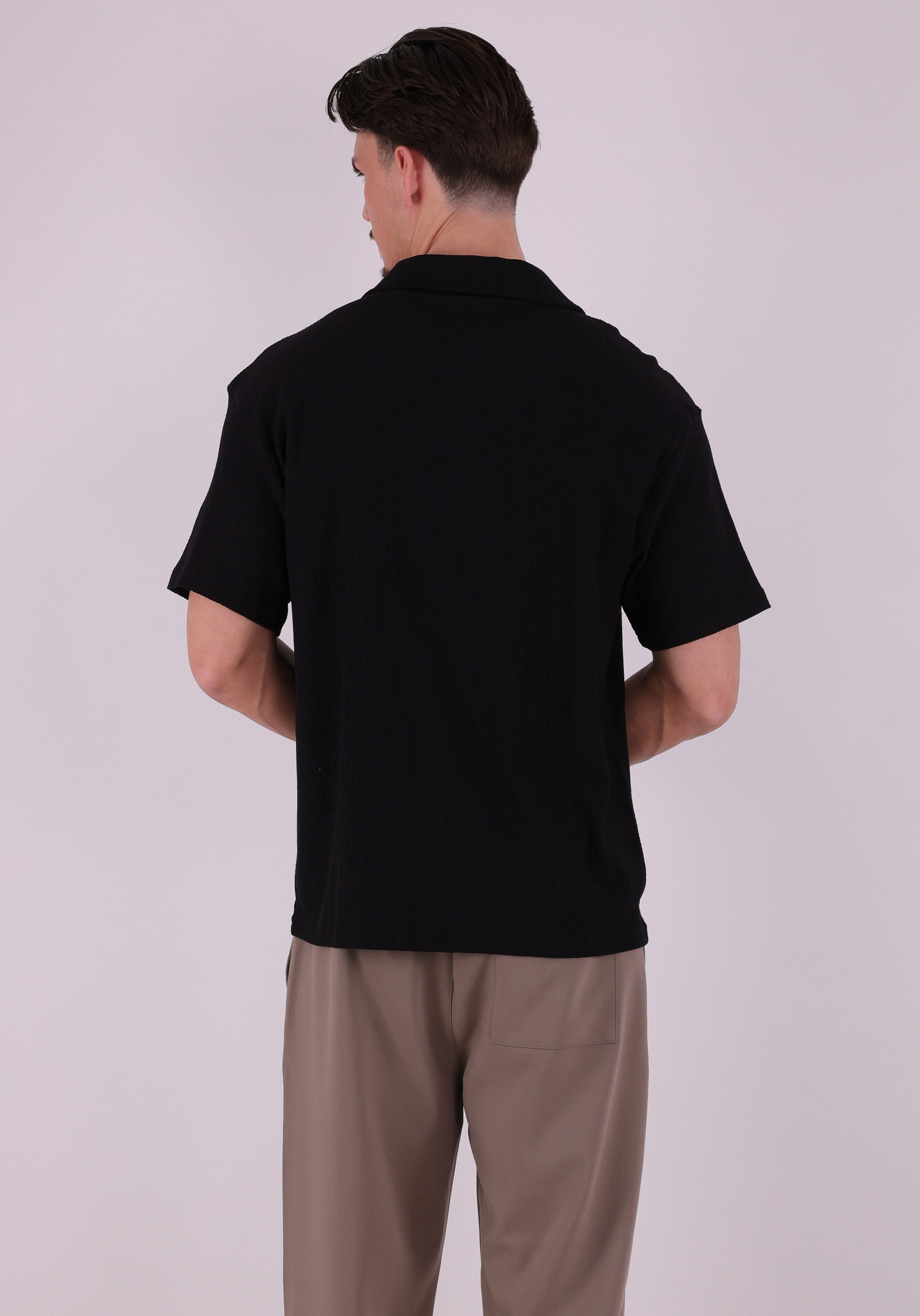 Malelions Overhemd Emblem seersucker MMC30026057 Zwart