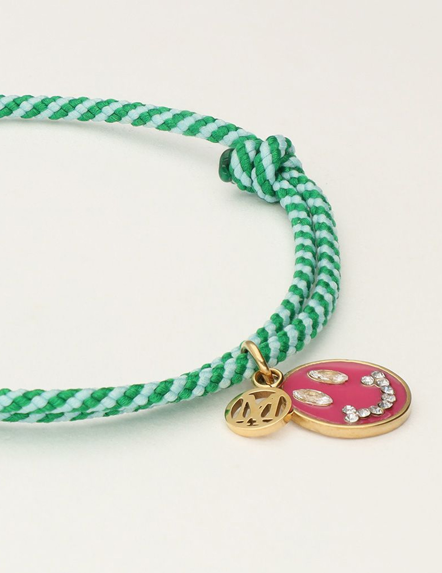 My Jewellery Armband cord green smiley MJ10200 Goud