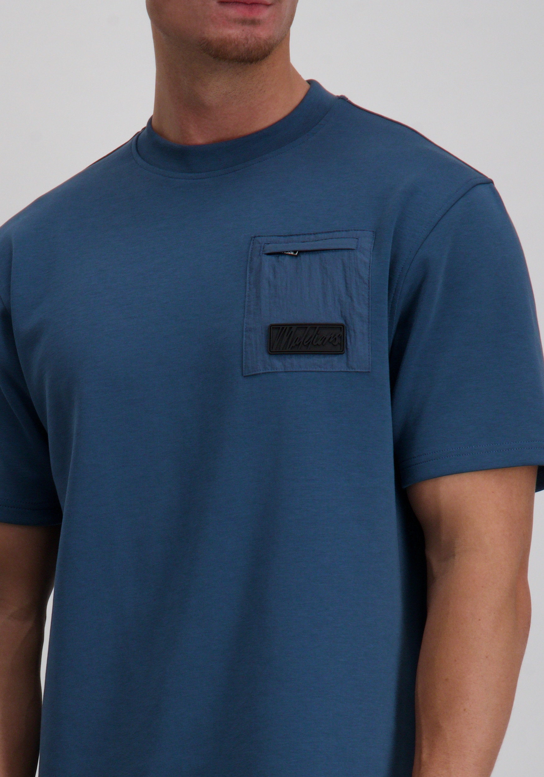 Malelions T-shirt Pocket MM1-AW25-23 Blauw