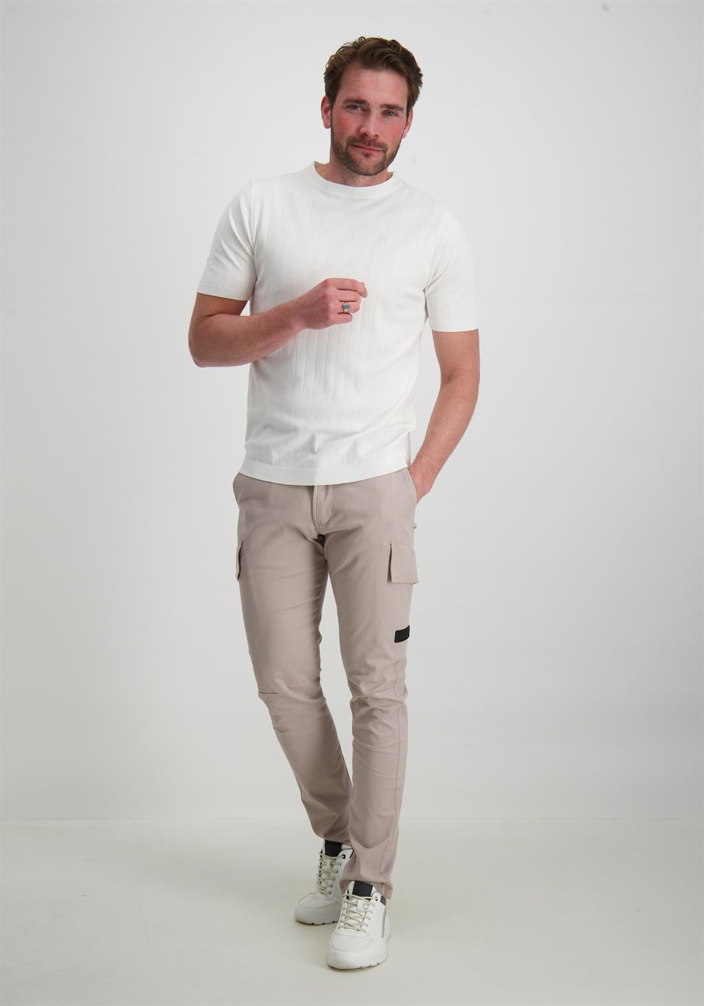Pure White T-shirt fijn gebeid 24010808 Wolwit-ecru