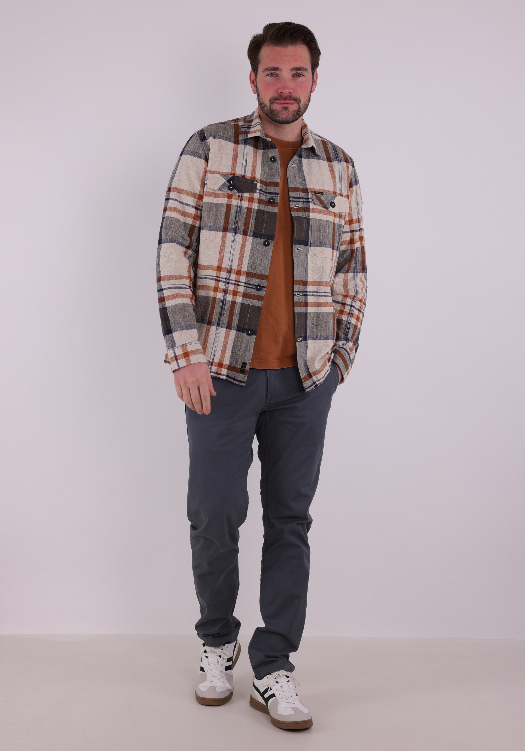 PME Legend Overhemd checked PSI2602218 Bruin