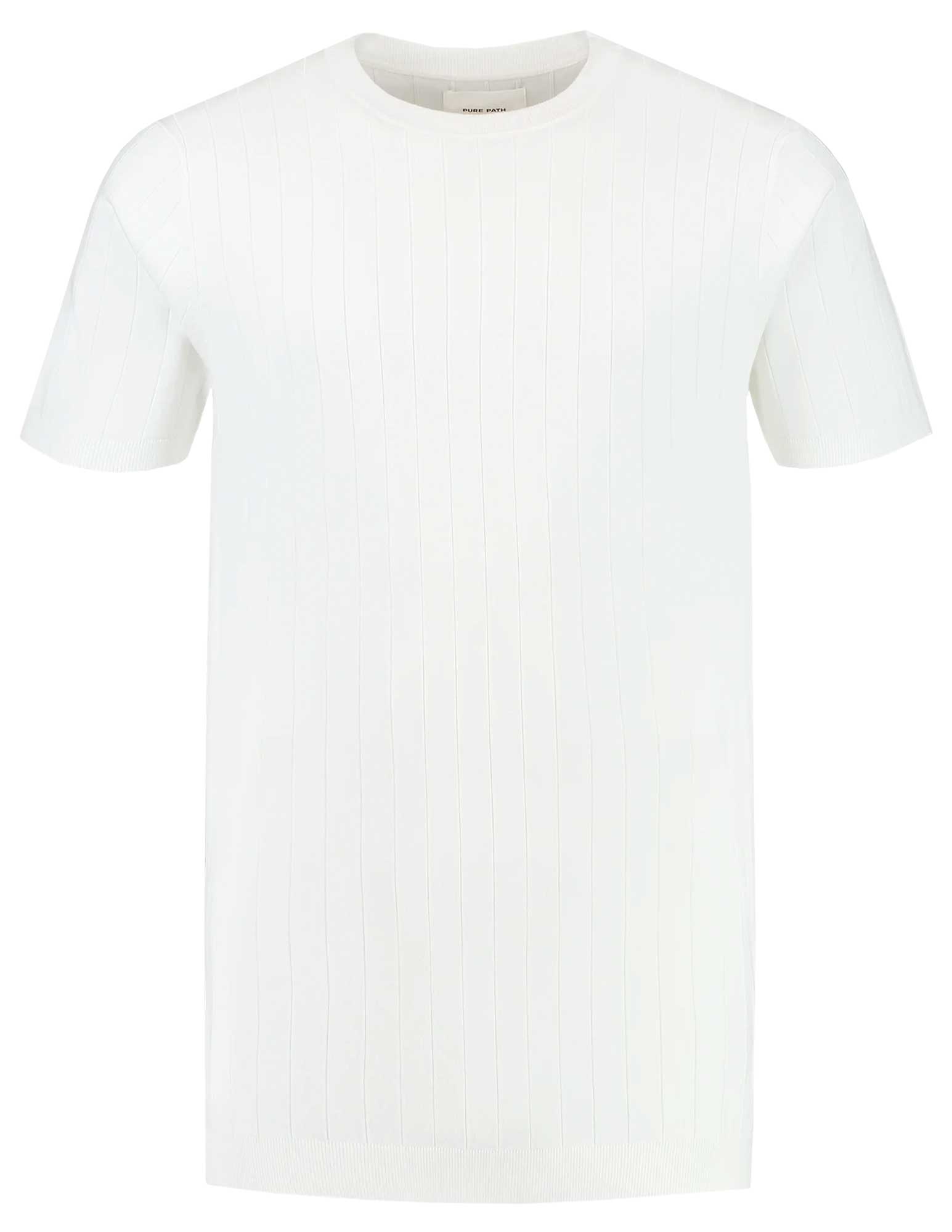 Pure White T-shirt fijn gebeid 24010808 Wolwit-ecru