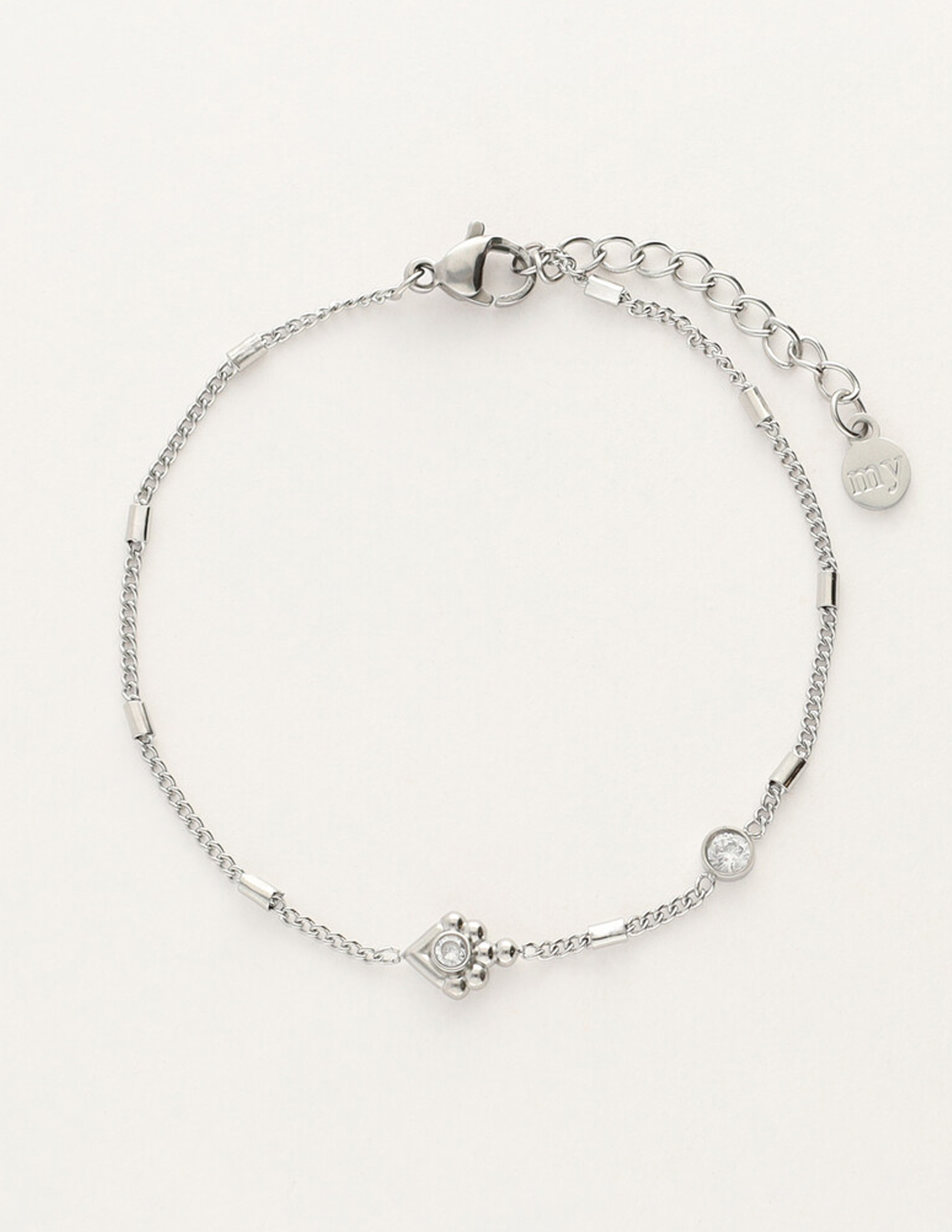 My Jewellery Armband met tubes en strass MJ12064 Zilver