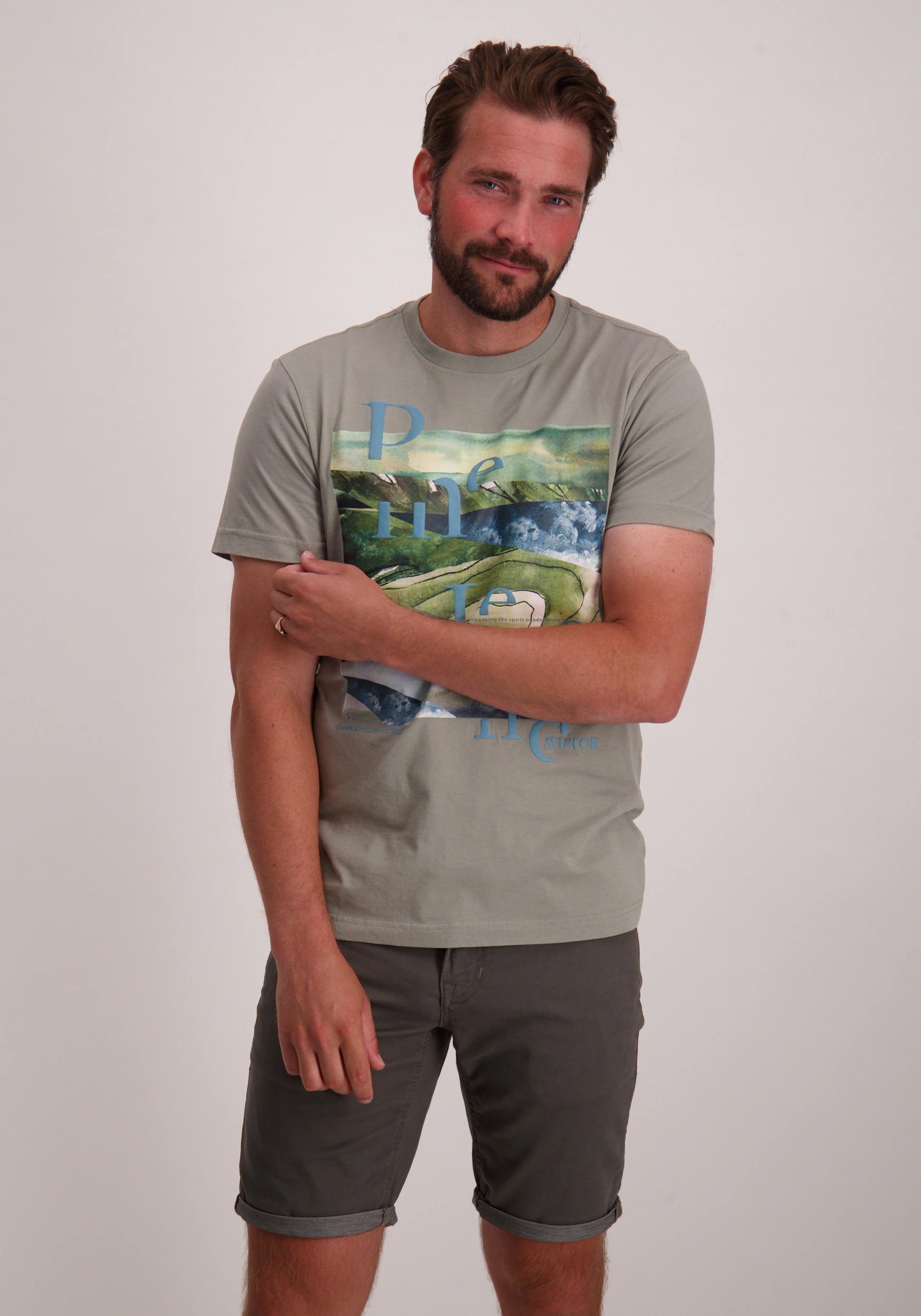 PME Legend T-shirt printed PTSS2505572 Licht groen