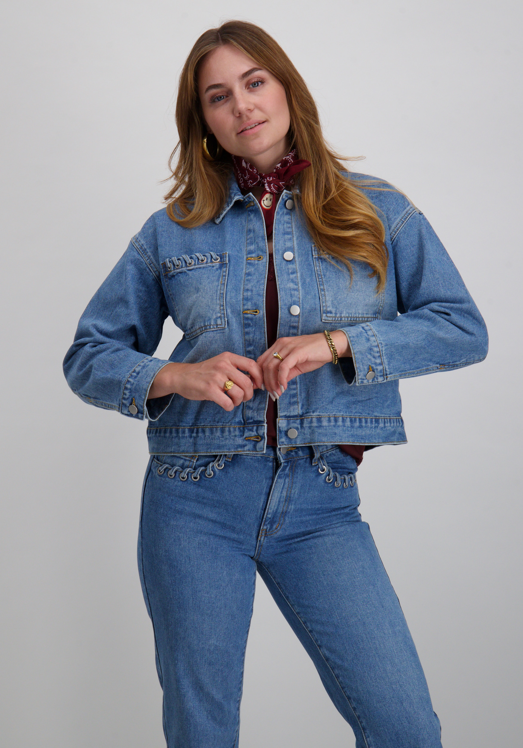 Vila Denim jacket Viea eyelet 14108261 Blauw