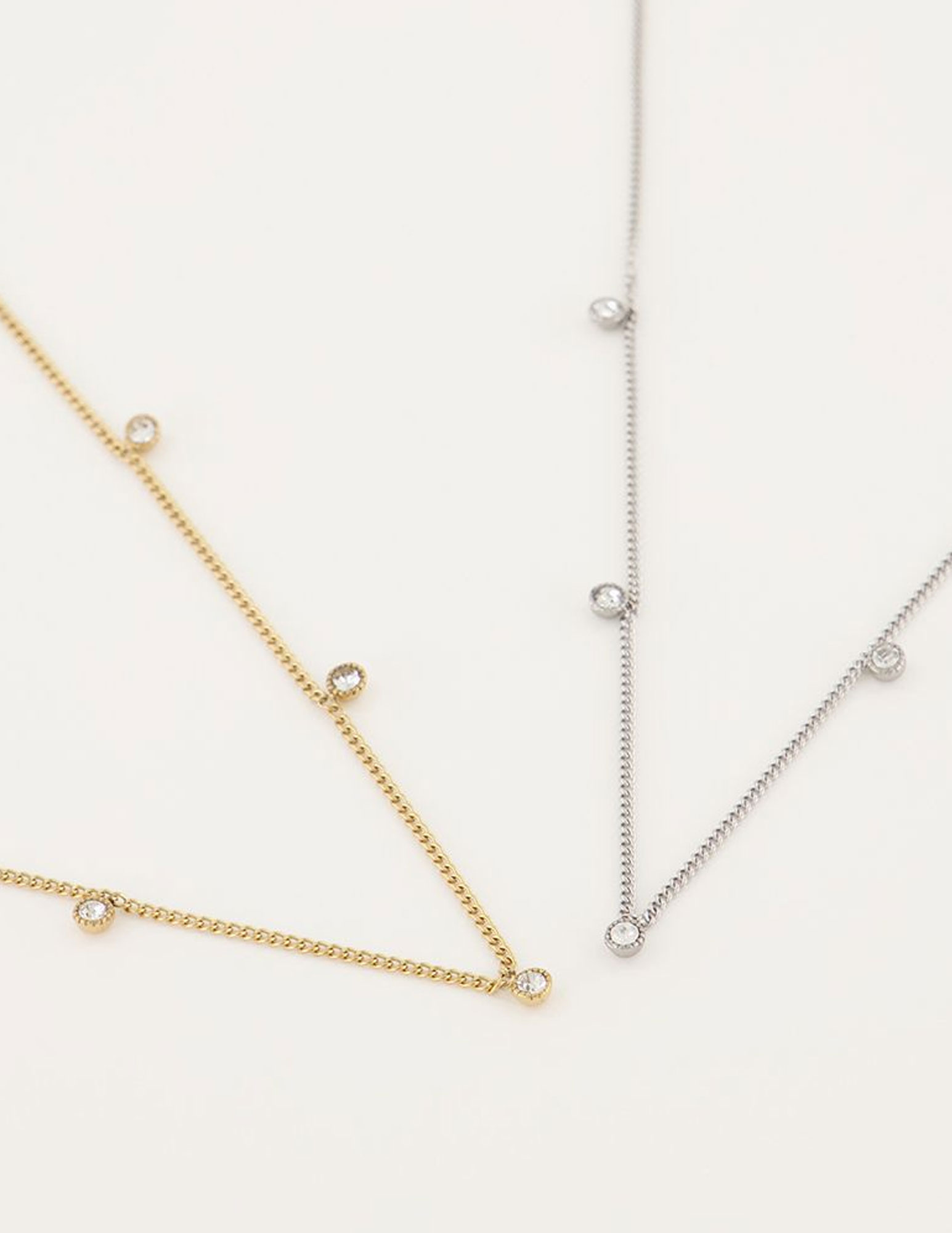 My Jewellery Kettinf met strass steentjes  MJ04774 Zilver