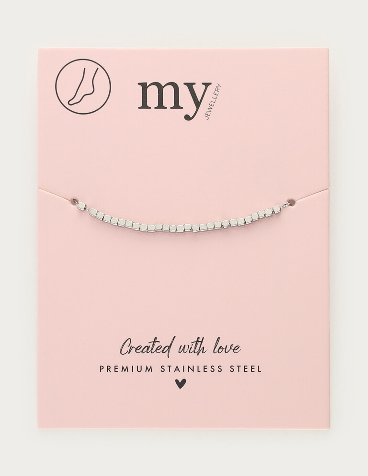 My Jewellery Enkelbandje met vierkante kralen MJ12917 Zilver