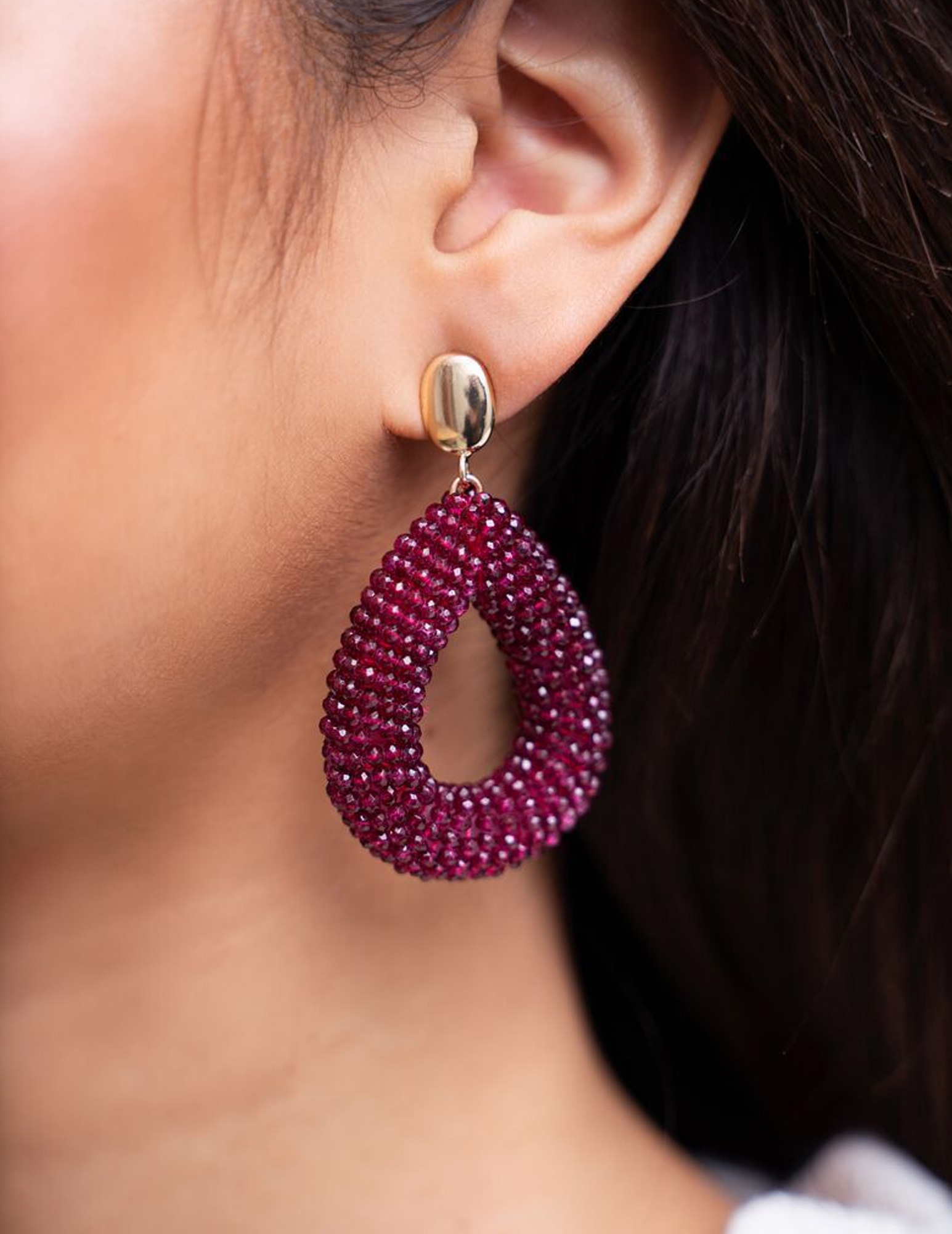 My Jewellery Statement oorbellen drop purple MJ09980 Goud