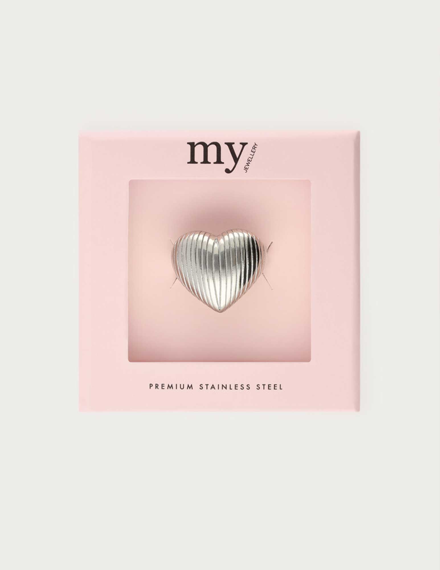 My Jewellery Stripe heart ring MJ13128 Zilver