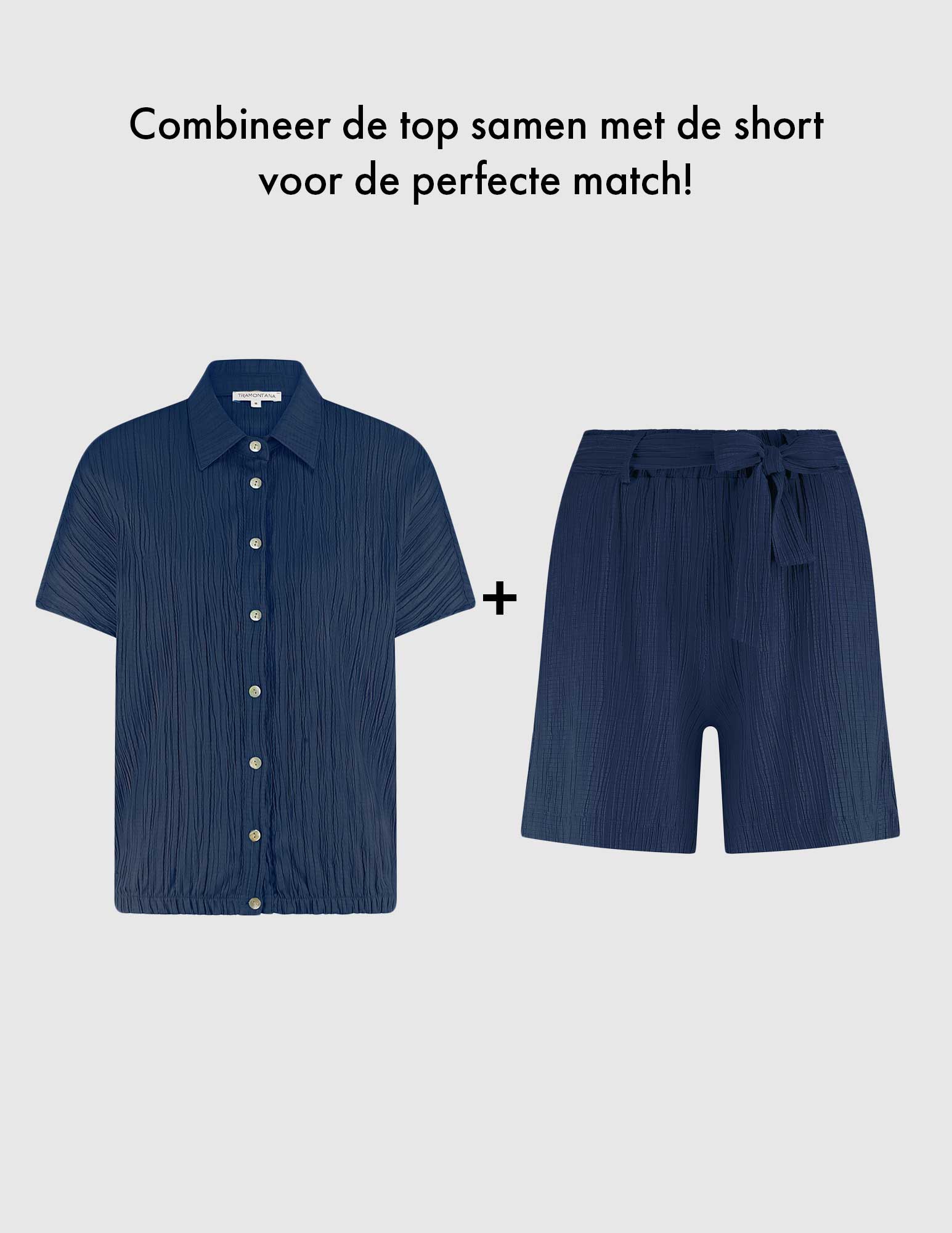 Tramontana Korte broek Crinkled S01-16-102 Donker blauw