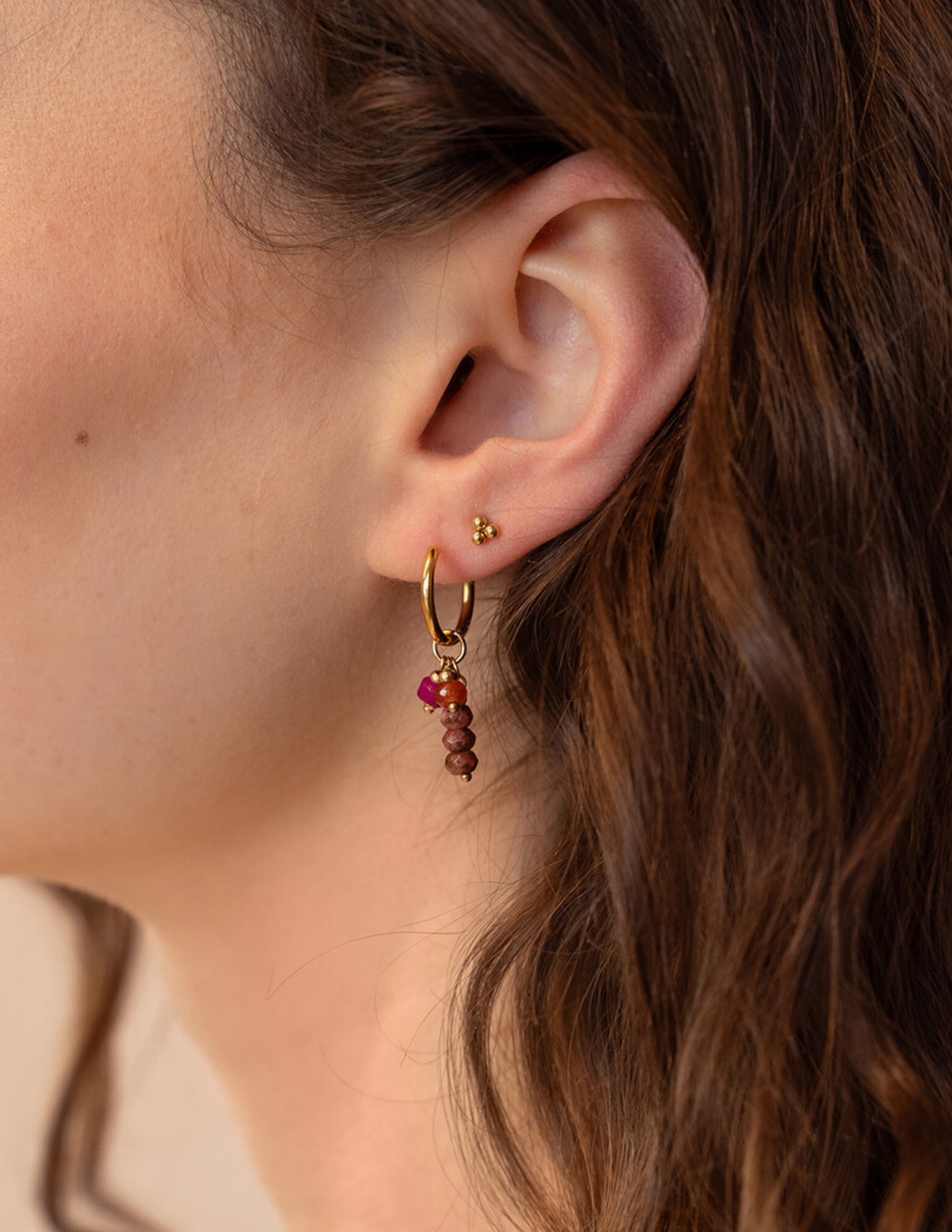 My Jewellery Sunrocks oorringen met kralen MJ12738 Goud