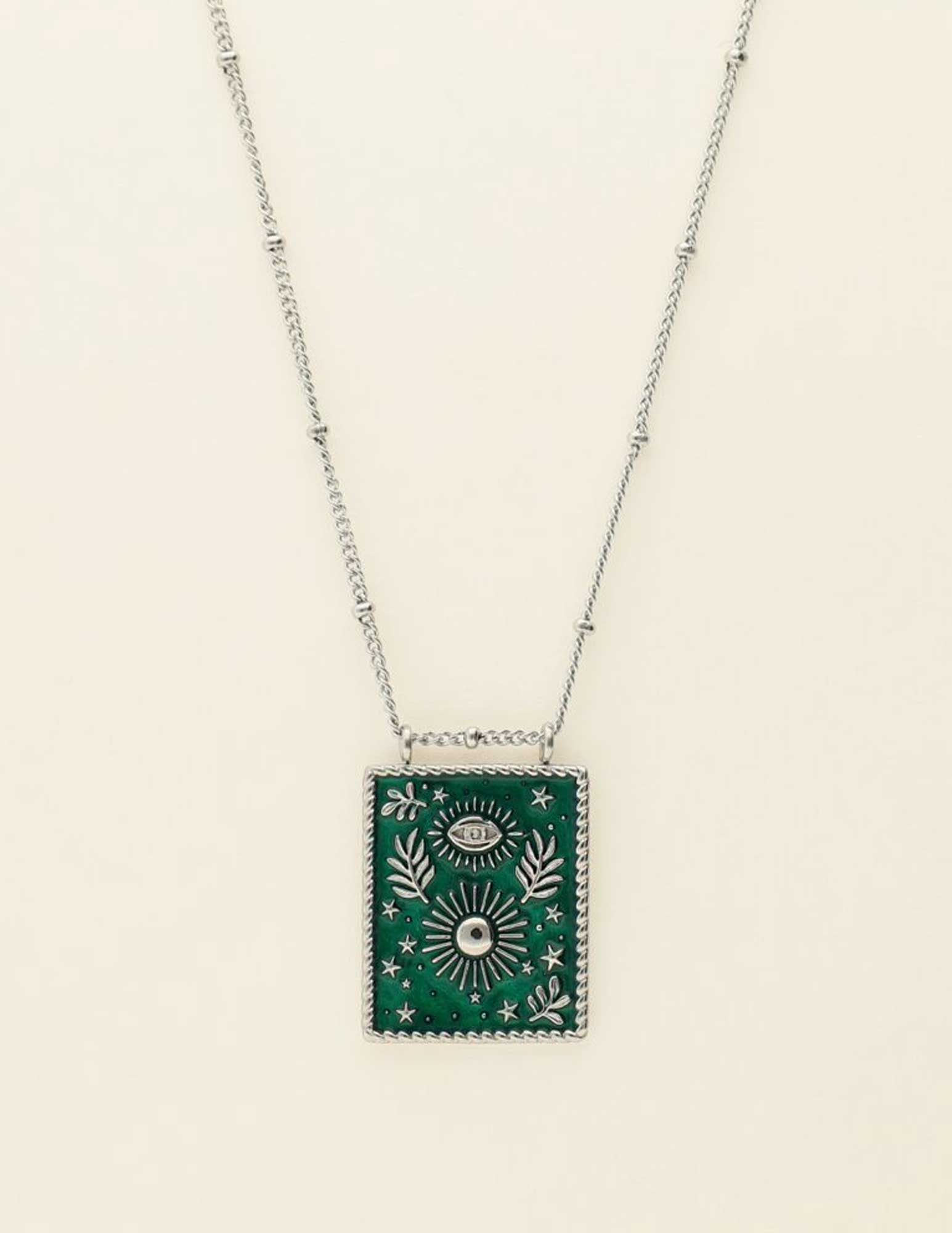 My Jewellery Mystic ketting met groene bedel MJ09421 Zilver