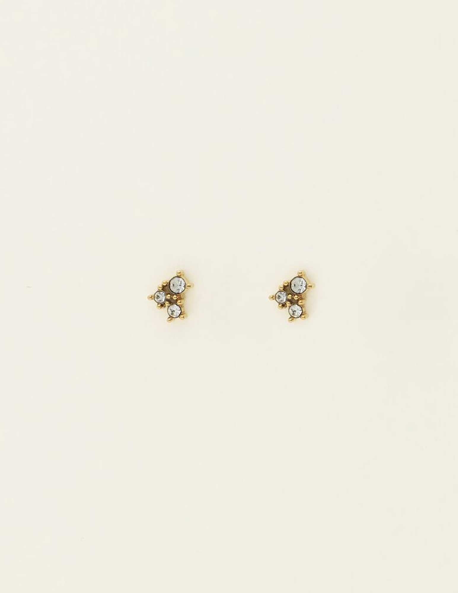 My Jewellery Studs vierkente strass MJ09487 Goud