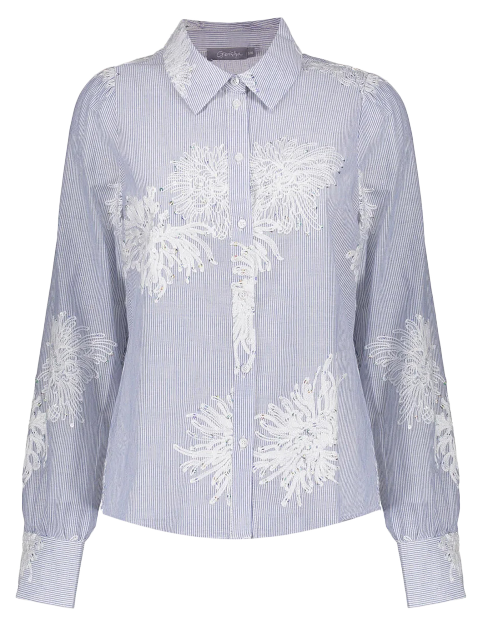 Geisha Blouse Embroidered flowers 63143-21 Raf blauw