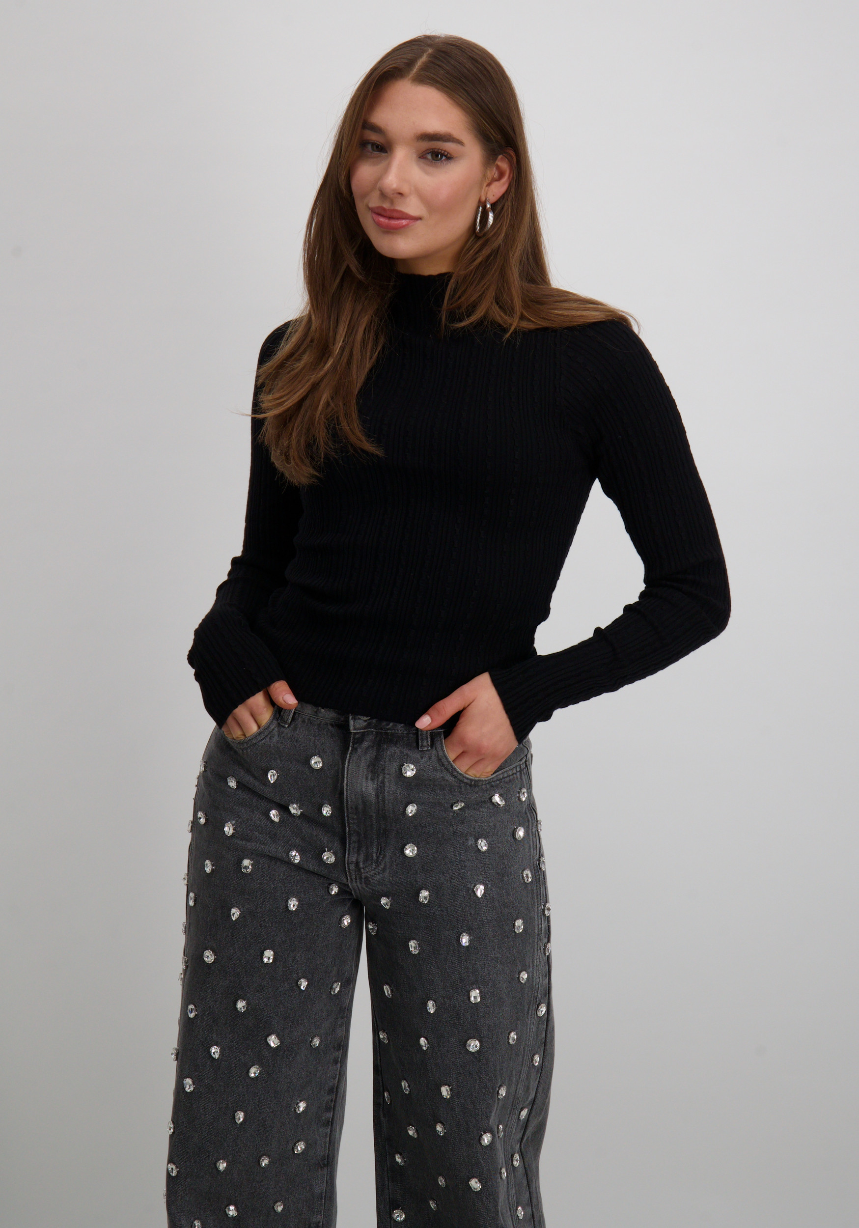 Lofty Manner Trui Rose QJ202.1 Zwart