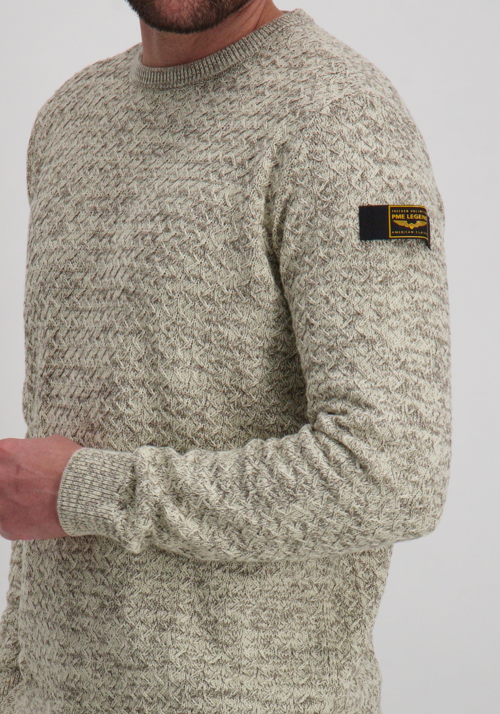 PME Legend Trui Mouline structure PKW2510304 Ecru