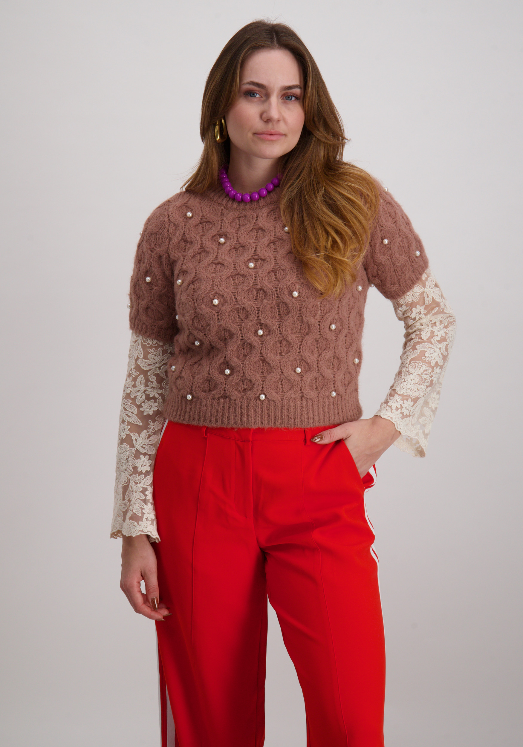 Vero moda Trui Catania pearl 10341700 Bruin