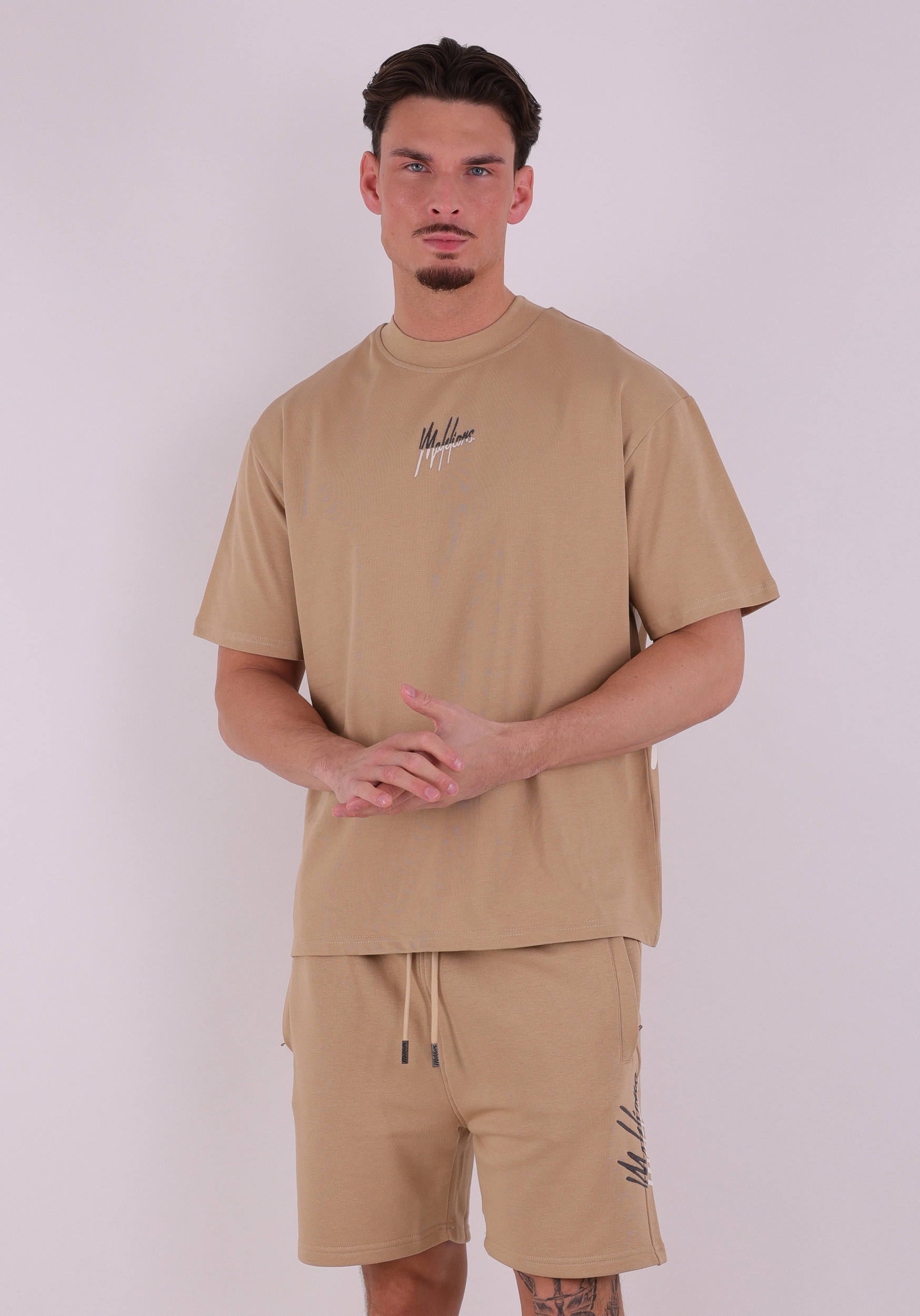 Malelions T-shirt Split oversized  MMC30026011 Zand