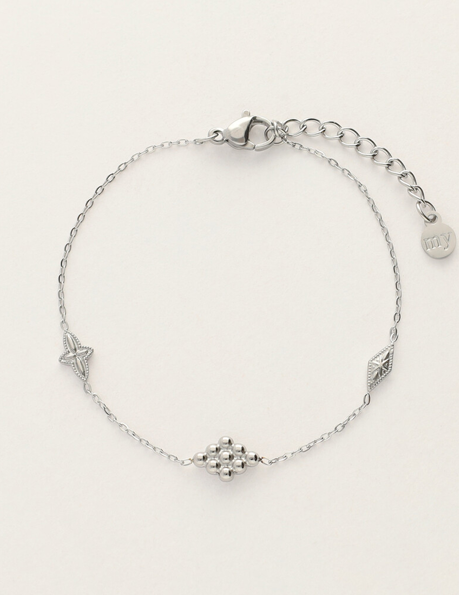My Jewellery Armband met ruitjes MJ12068 Zilver