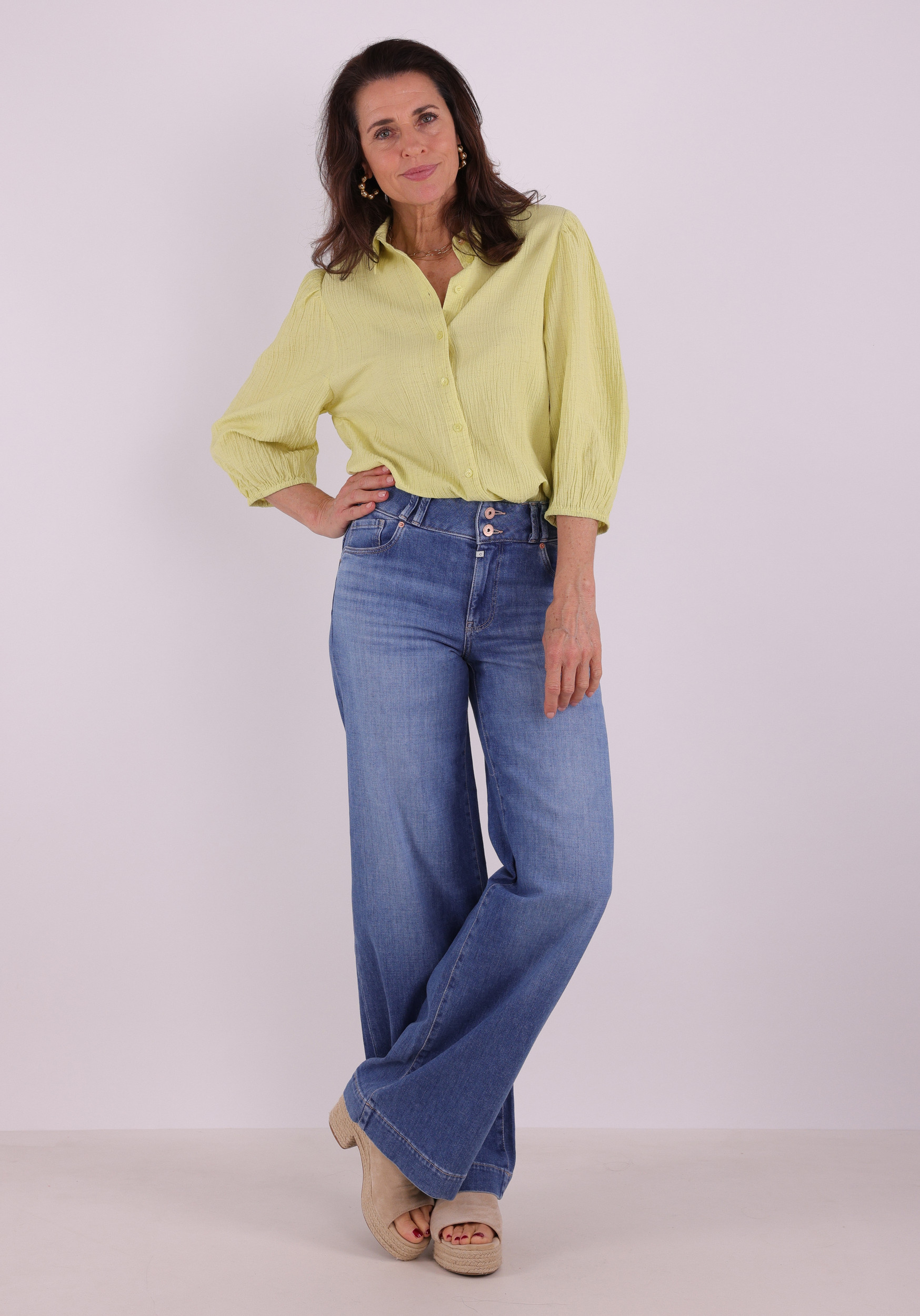 Tramontana Blouse Creased puff-sleeve C30-19-301 Groen