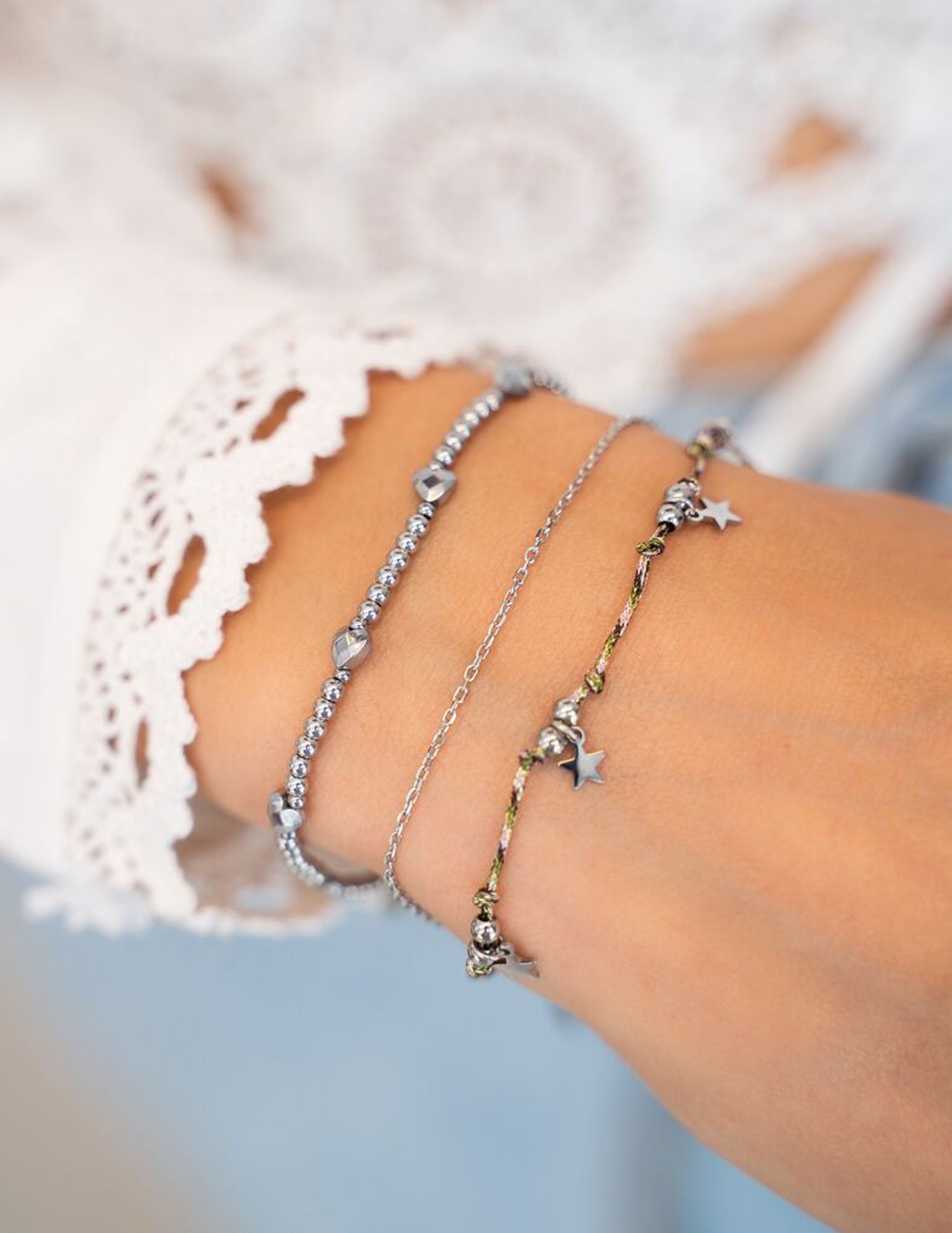 My Jewellery Kralen armband met hartjes MJ11055 Zilver