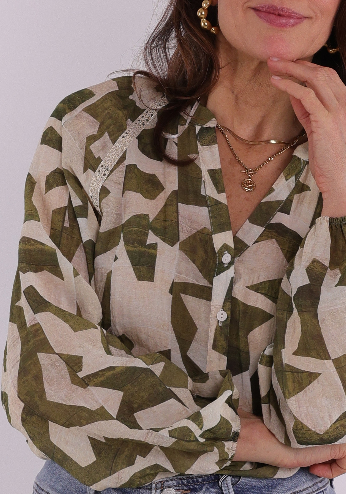 Geisha Blouse printed 63241-20 Groen